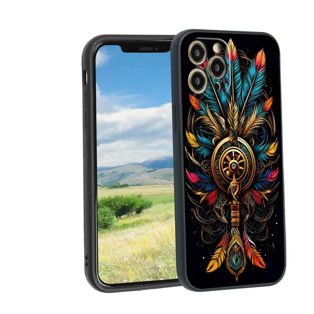 tribal-A-film-reel-feathers-57-57 phone case for iPhone 12 Pro Max for Women Men Gifts,Flexible Painting silicone Shockproof - Phone Cover for iPhone 12 Pro Max