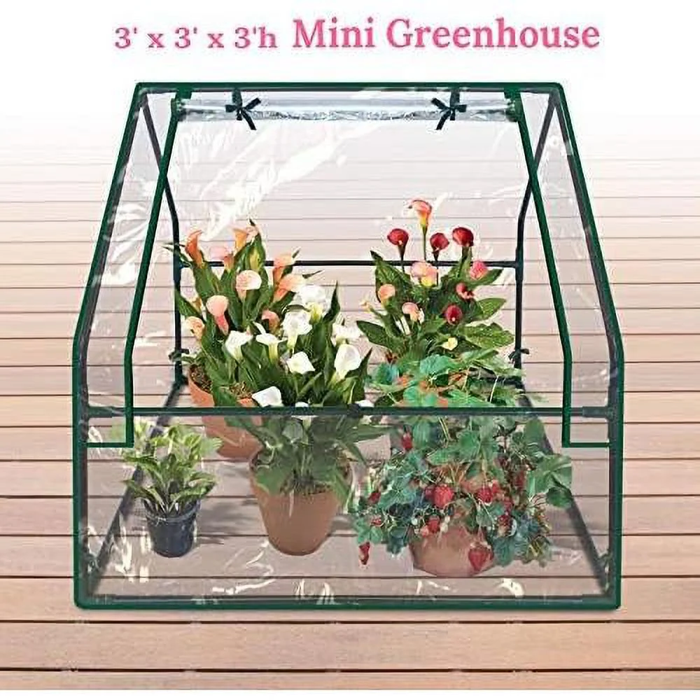 portable mini greenhouse small garden greenhouse for plants/flowers/vegetables (3'x3'x3')