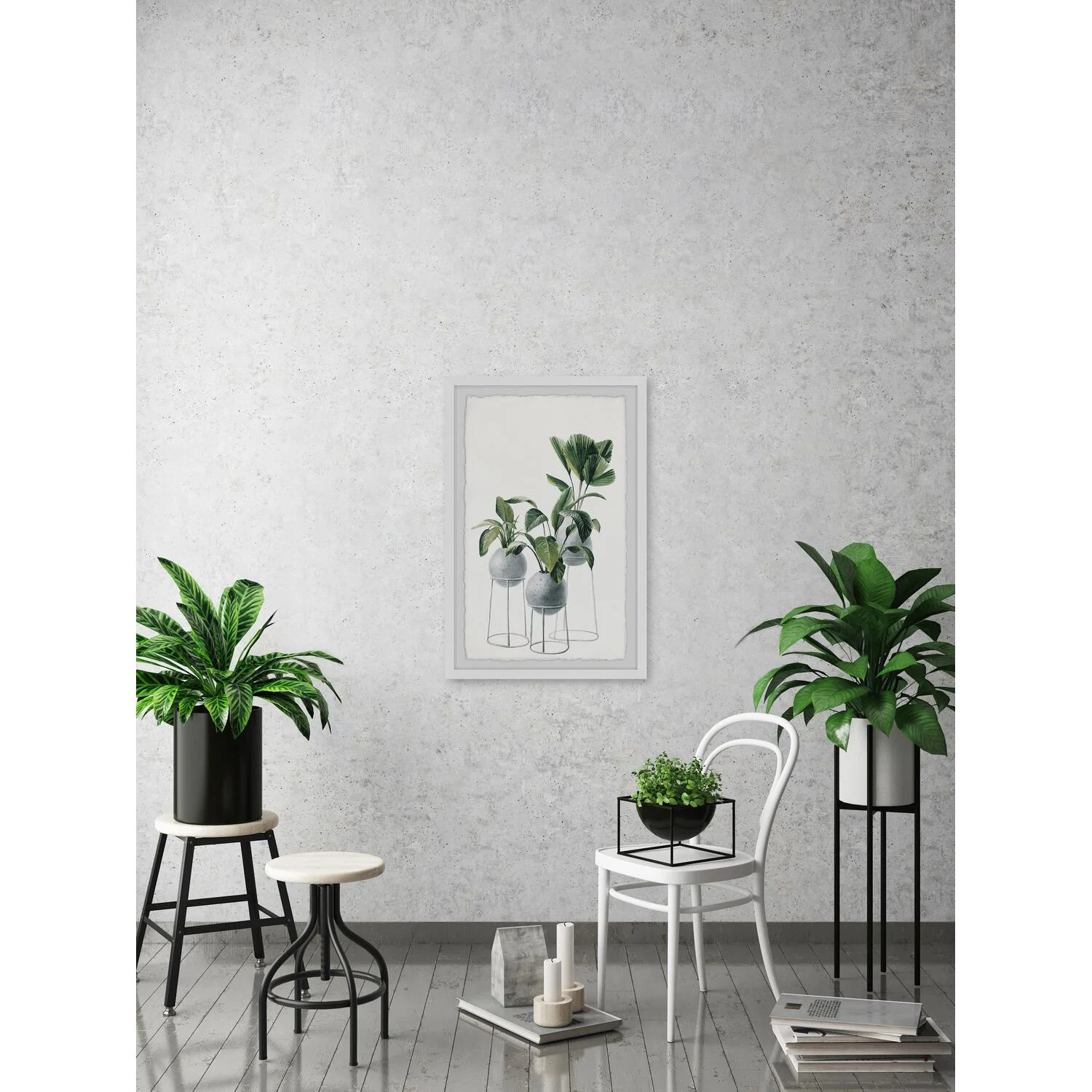 HomeStock Antique Appeal Ceramic Plant Pots Framed Painting Print