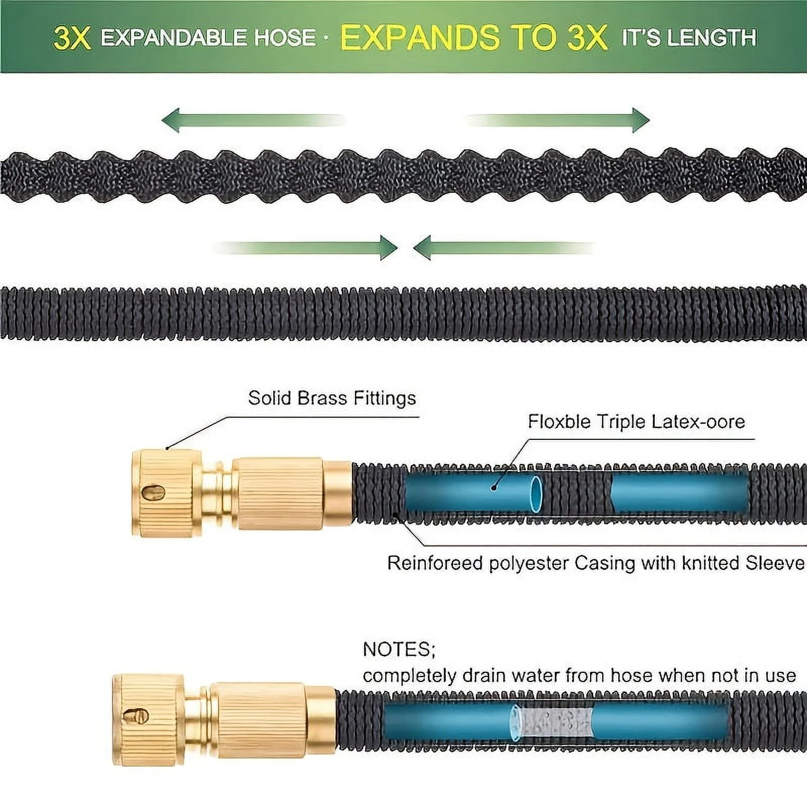 1 Set Of 8-Function Car Wash Water Hose, Gardening Watering Flower Rubber Hose, Retractable Hose, High Pressure Car Wash Water Gun, Washing Car Tool Set