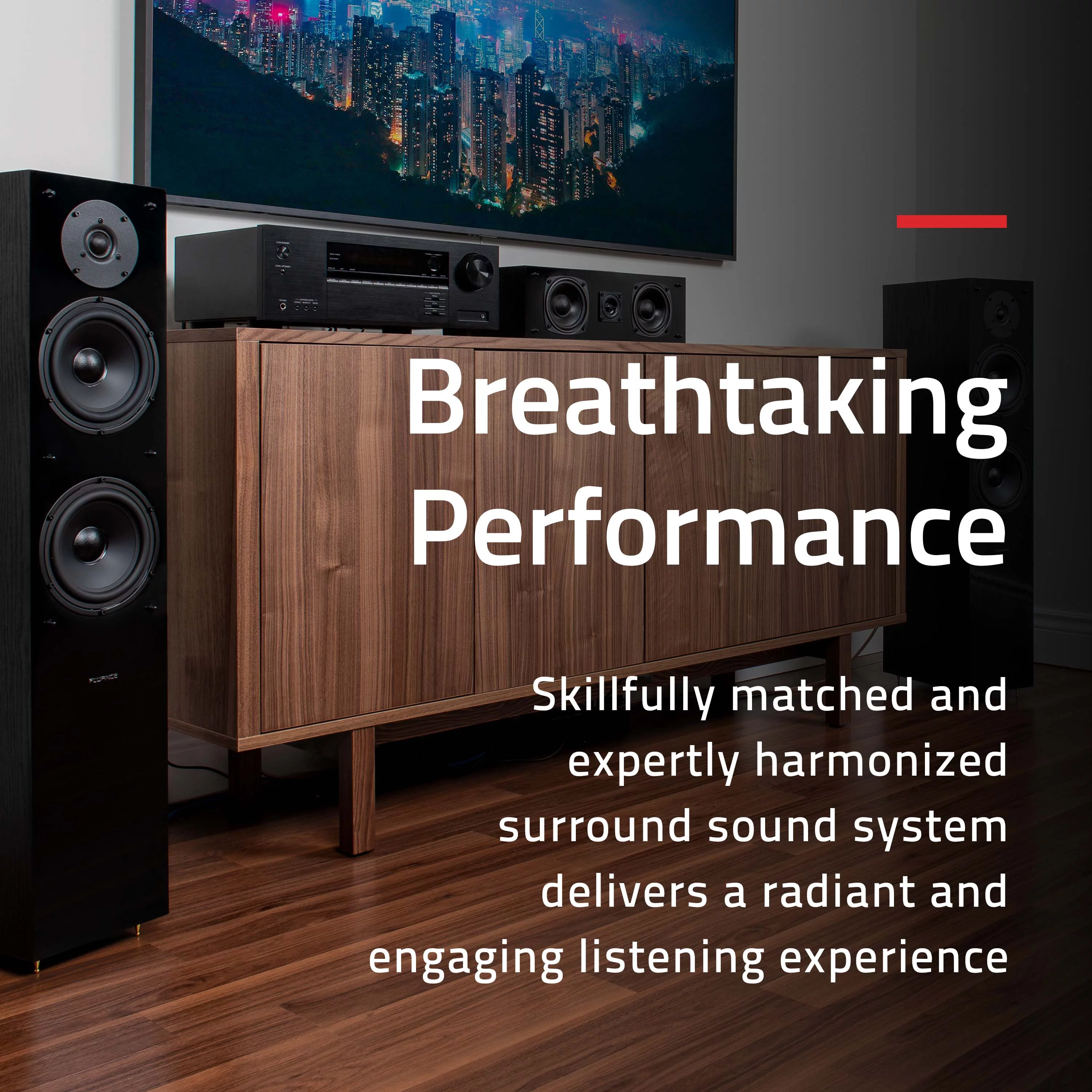 Fluance Elite 5.0 Surround Sound Home Theater Speaker System - White