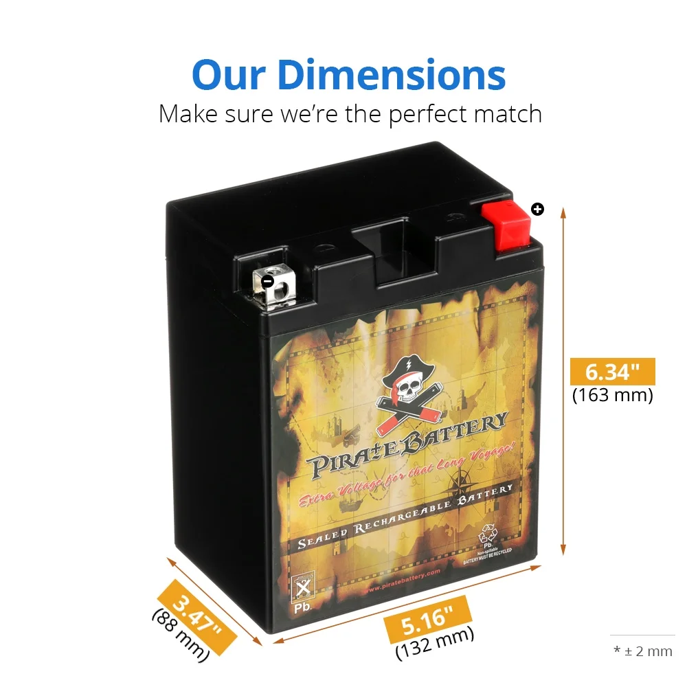 Pirate Battery Ytx14Ahl-Bs Motorcycle Battery For Suzuki 650Cc Ls650 Savage S40 2008