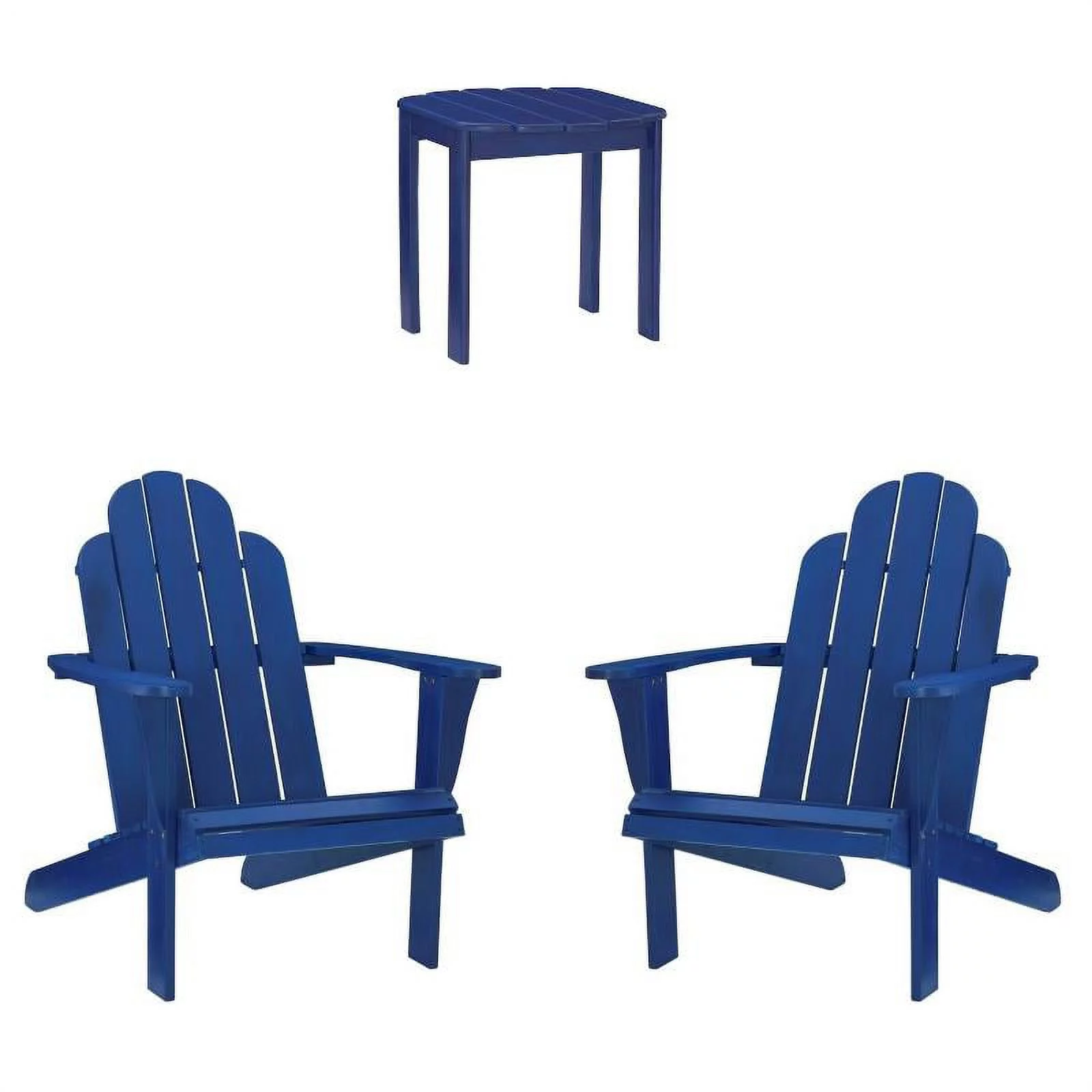 Home Square 3-Piece Set with Outdoor End Table and 2 Chairs in Blue