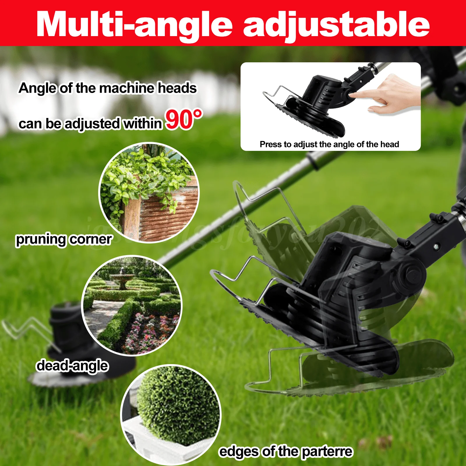 Cordless Weed Eater Electric Brush Cutter Lawn Edger Grass String Trimmer 2500W