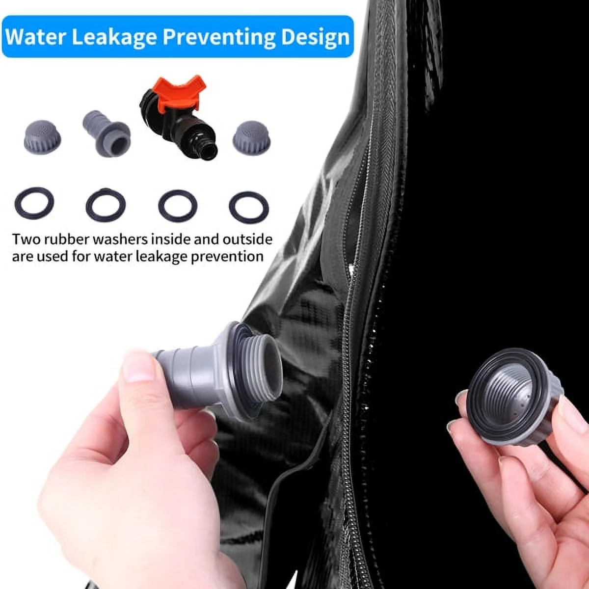 Bornmio 100 Gallon Folding Rain Barrel Water Collector Black