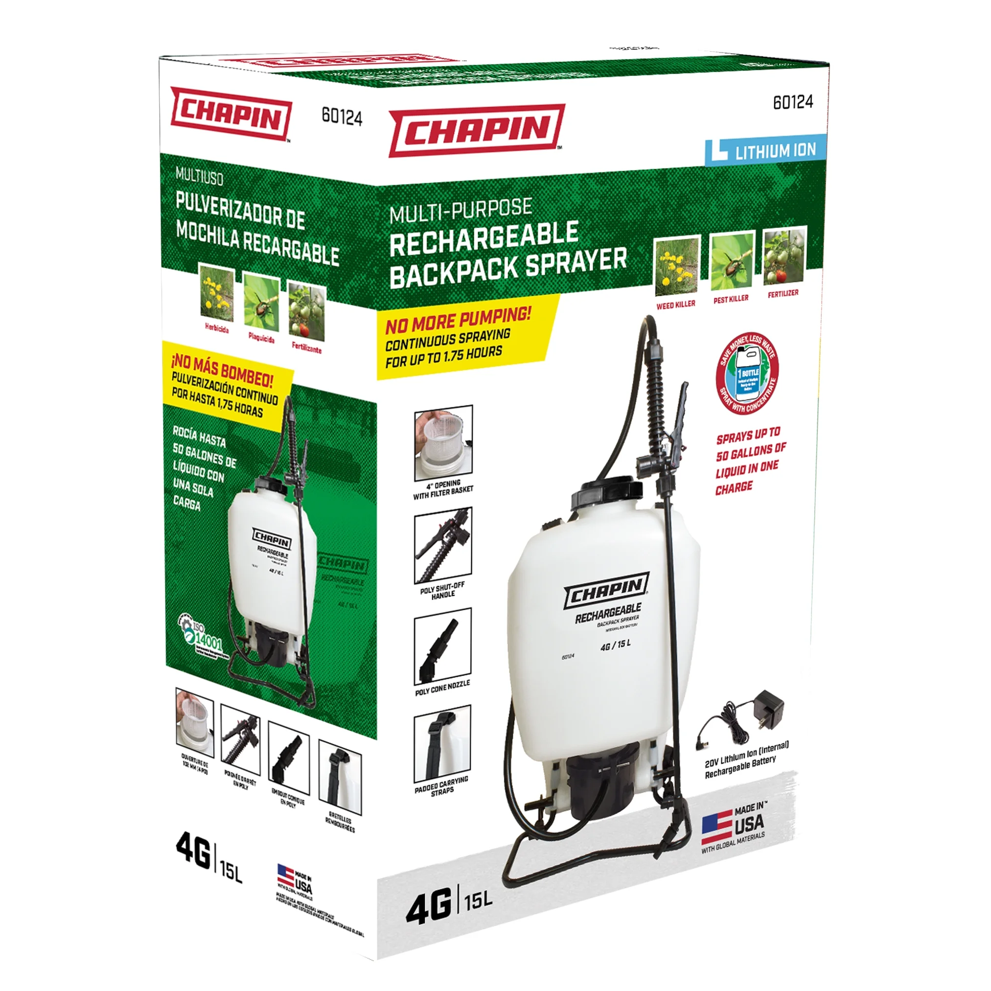 Chapin International Chapin 4720 HydroFeed 2-Gallon in-Line Auto-Mix Fertilizer Injector Sy, Translucent