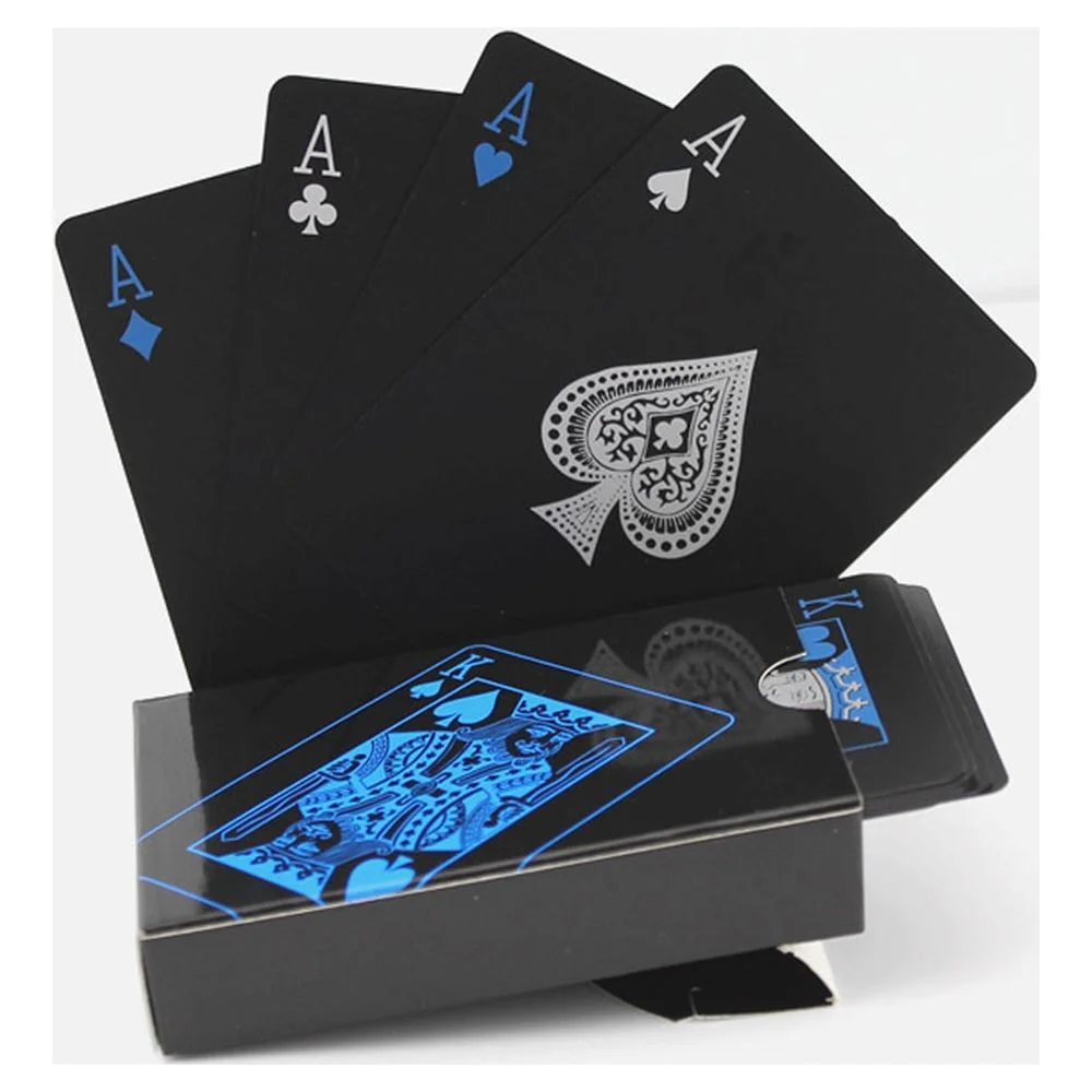 Anself 54Pcs Fine-quality Plastic PVC Poker Waterproof Black Playing Cards Creative Gift Practical Magic Poker Gaming Cards