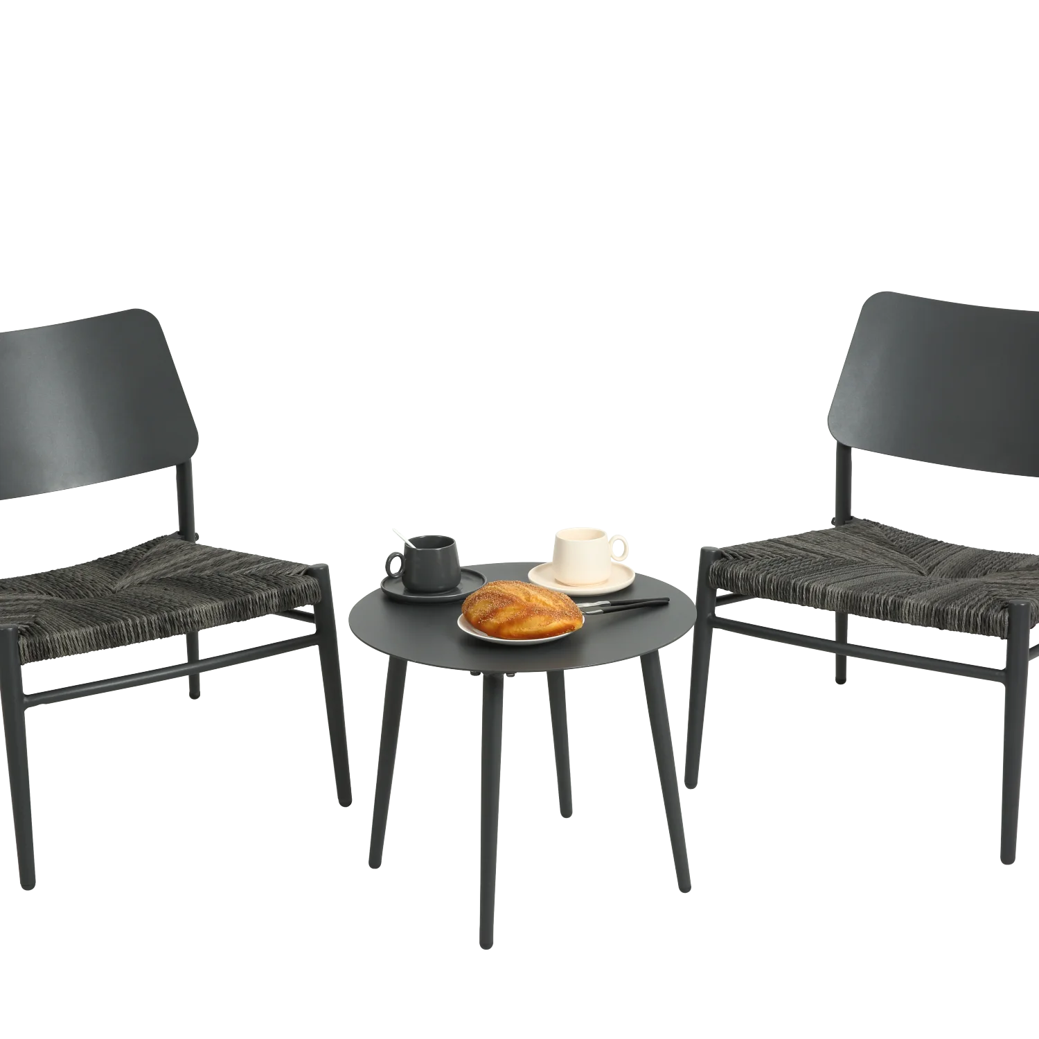 Aluminium 3 Piece Patio Set Bistro Table and Chairs Set   Backyard  Garden  Living Room  Light Gray