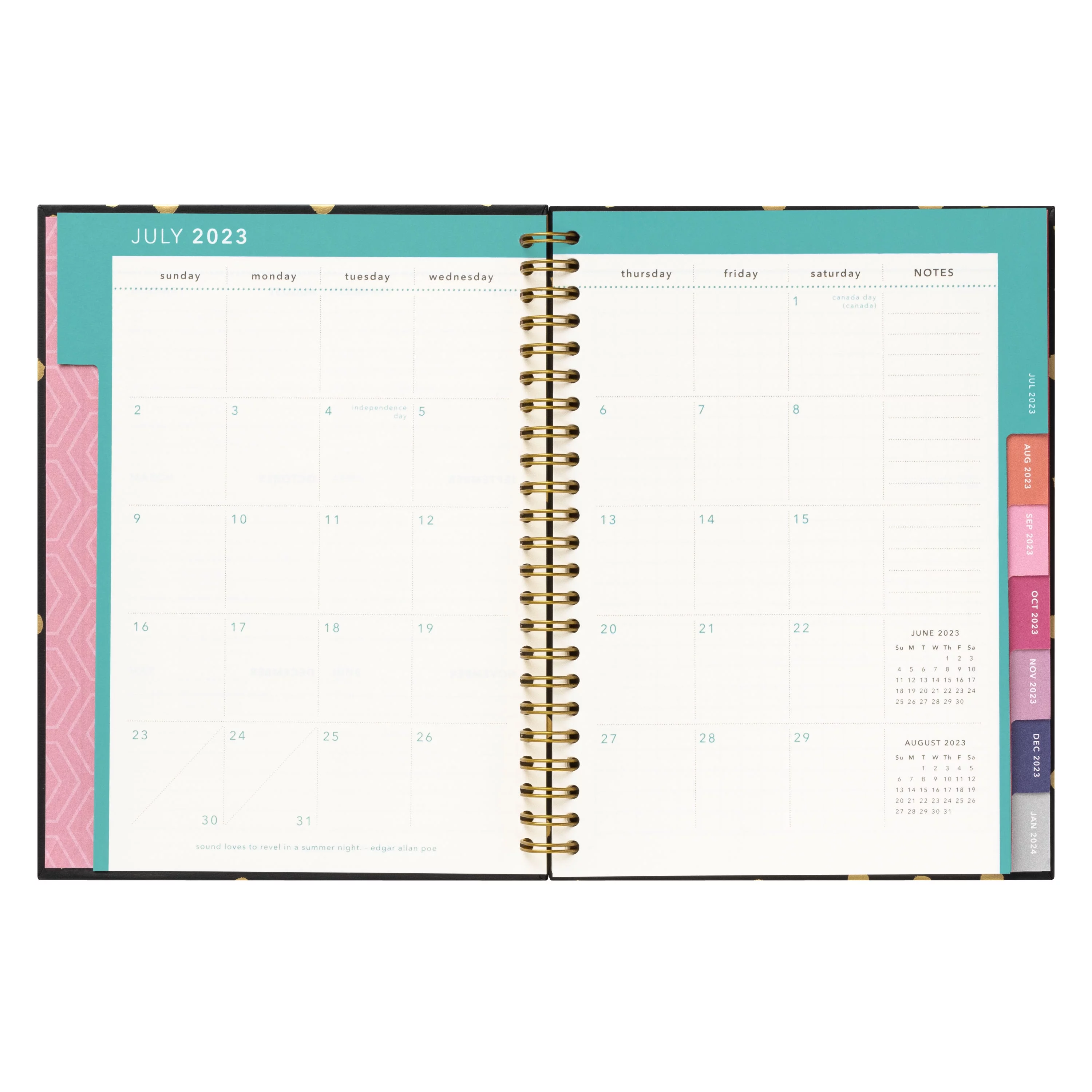 2023-2024 Mintgreen Weekly/Monthly Spiral Planner, 6