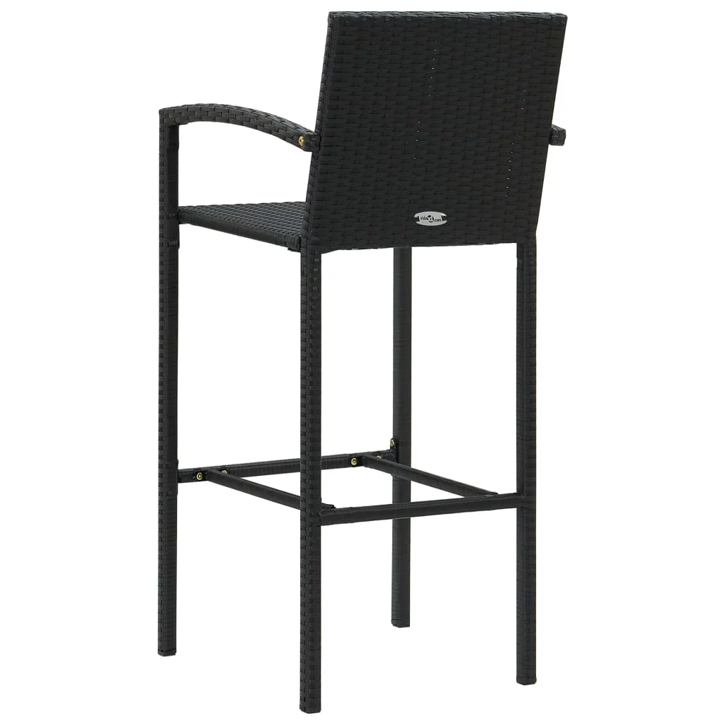 Aibecy 5 Piece Patio Bar Set with Armrest Poly Rattan Black