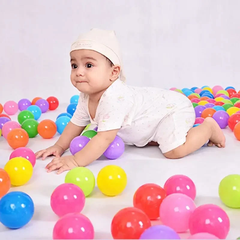 50 Pcs Baby Plastic Ball Pit Balls Water Pool Ocean Wave Ball Kids Swim Pit with Basketball Hoop Play House Outdoor Tents Toys 50 Pcs (3 Colors)
