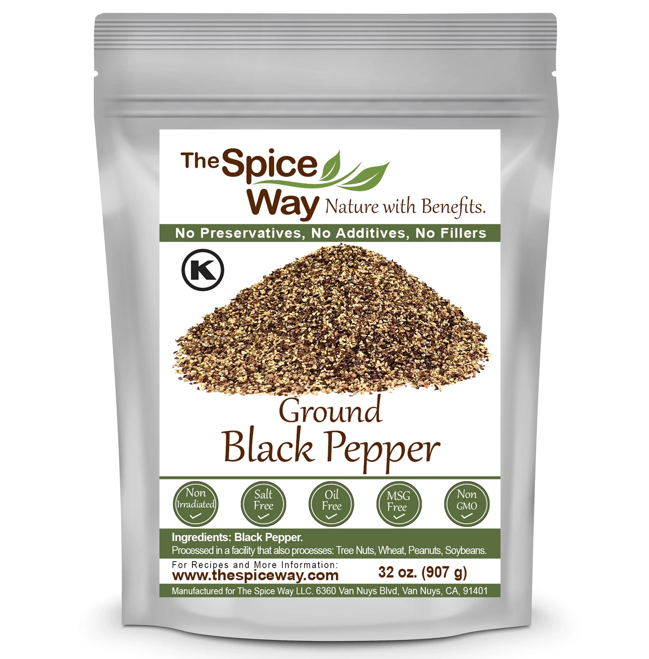 The Spice Way Ground Black Pepper - European, Middle Eastern, Asian, and American cuisine Spice Blend – All Natural - Resealable Pouch - 32 Oz.