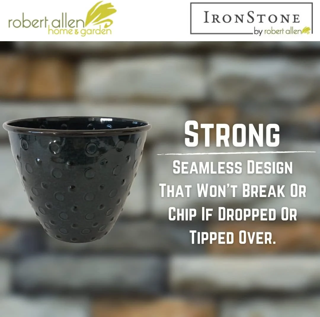 By Headwind - Ironstone Glazed Metal Planter Lightweight, Durable, Sustainable
