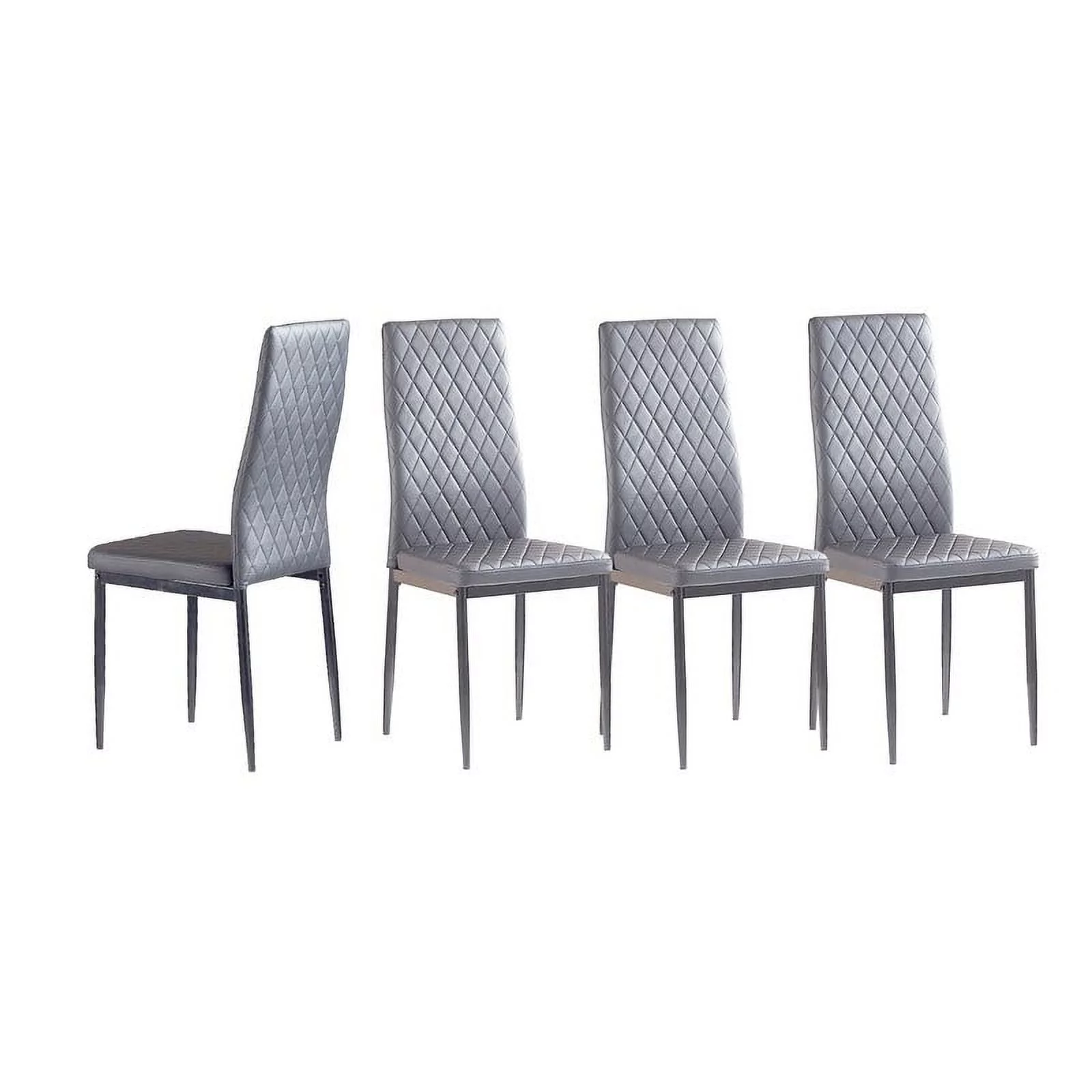 Modern Dining Chair with Waterproof PU&Iron Frame,Set of 4 Grey Grey Finish