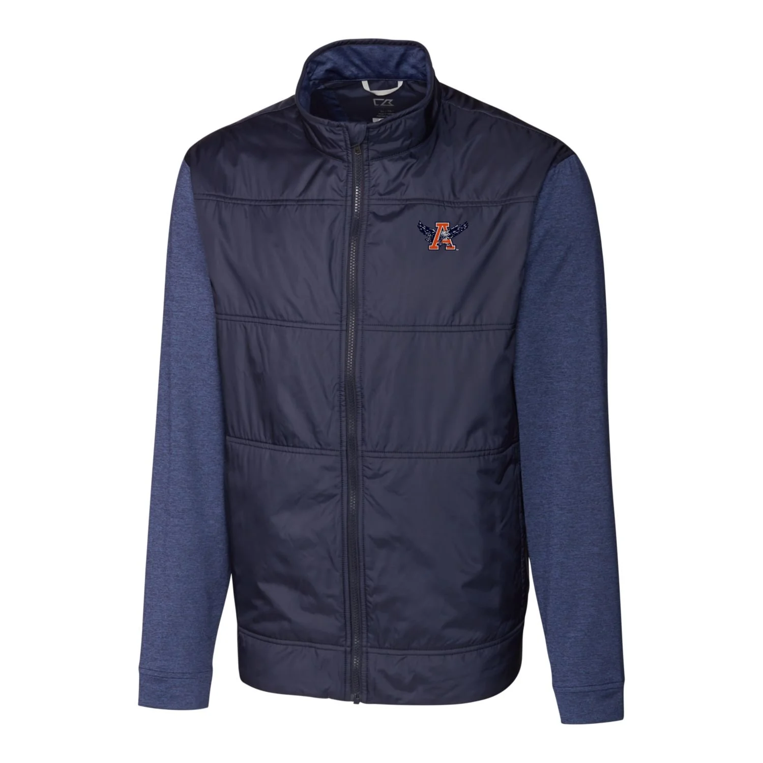 Men's Cutter & Buck Navy Auburn Tigers Vault Stealth Hybrid Quilted Full-Zip Windbreaker Jacket