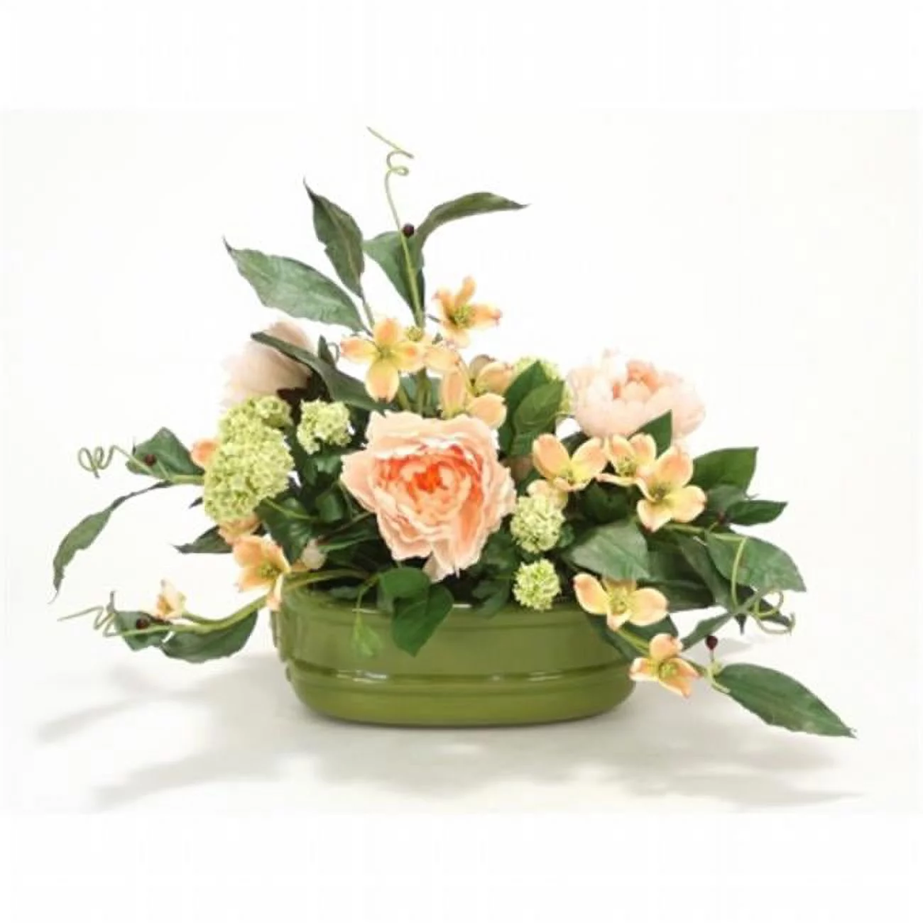 International  Snowballs, Foliage in Sage Green Lions Head Planter