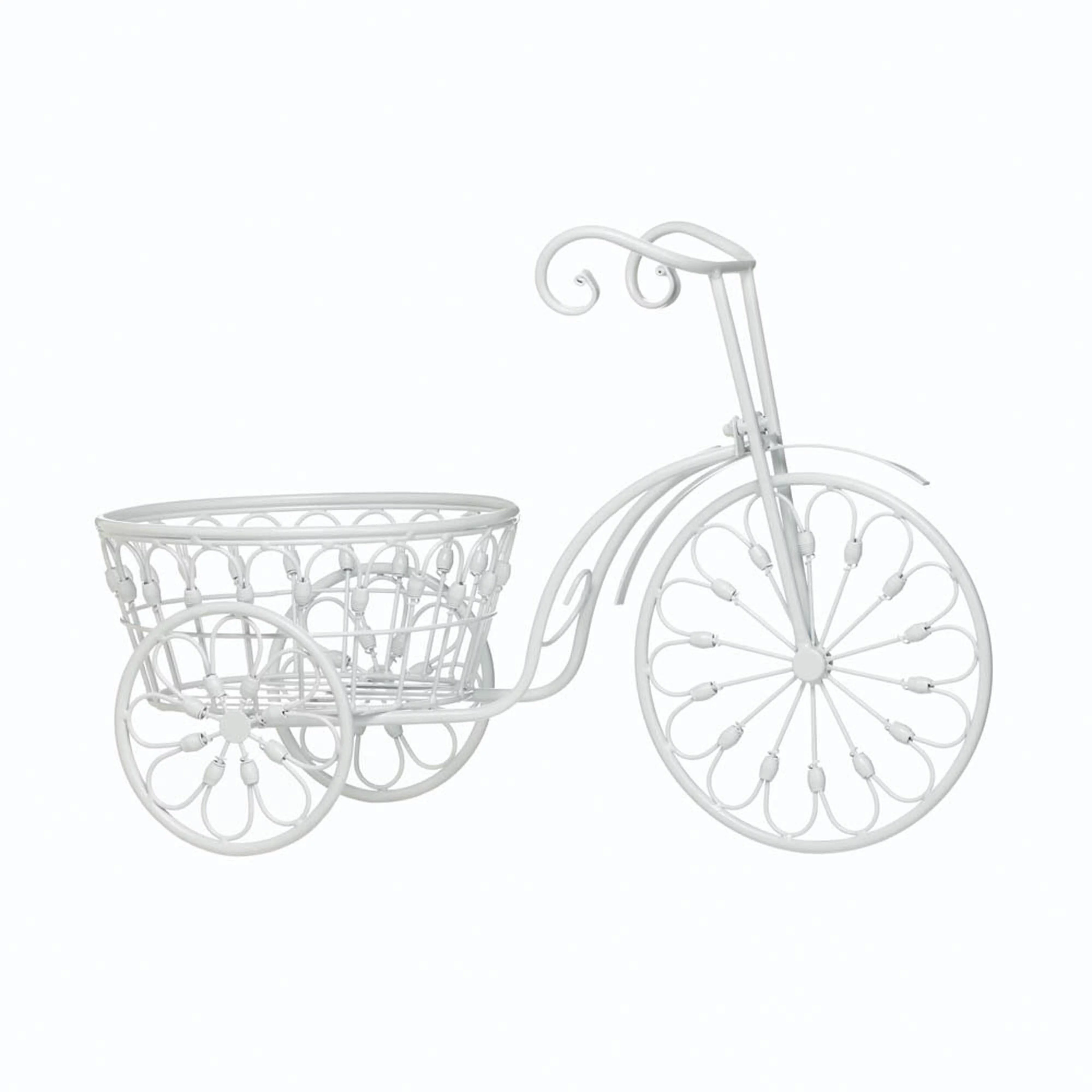 Zingz & Thingz White Metal Bicycle Planter in White