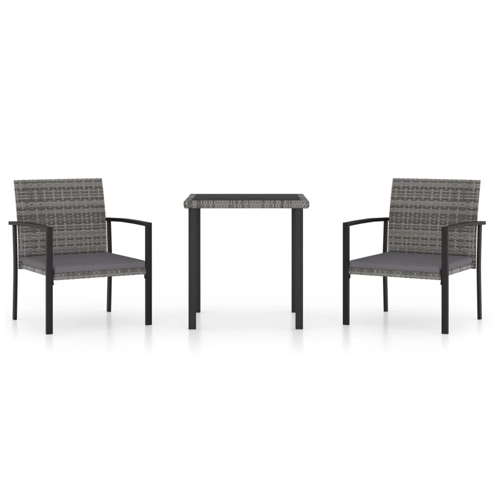 Andoer 3 Piece Garden Dining Set Poly Rattan Gray