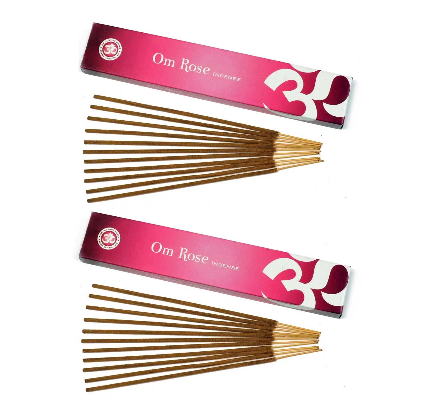 Om Incense Works Natural Fragrance Incense Sticks 2 Pack (15 grams per Box) (Rose)