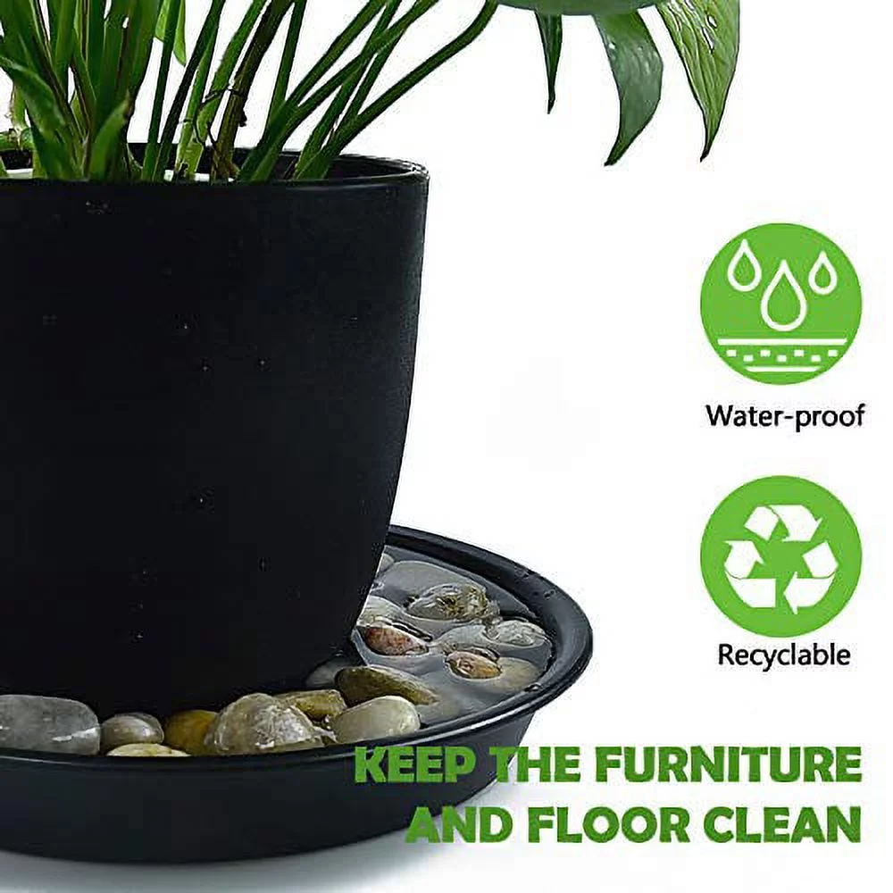 3 Pack Plant Saucer Heavy Duty Sturdy Drip Trays for Indoor and Outdoor (12 Inch, Black)