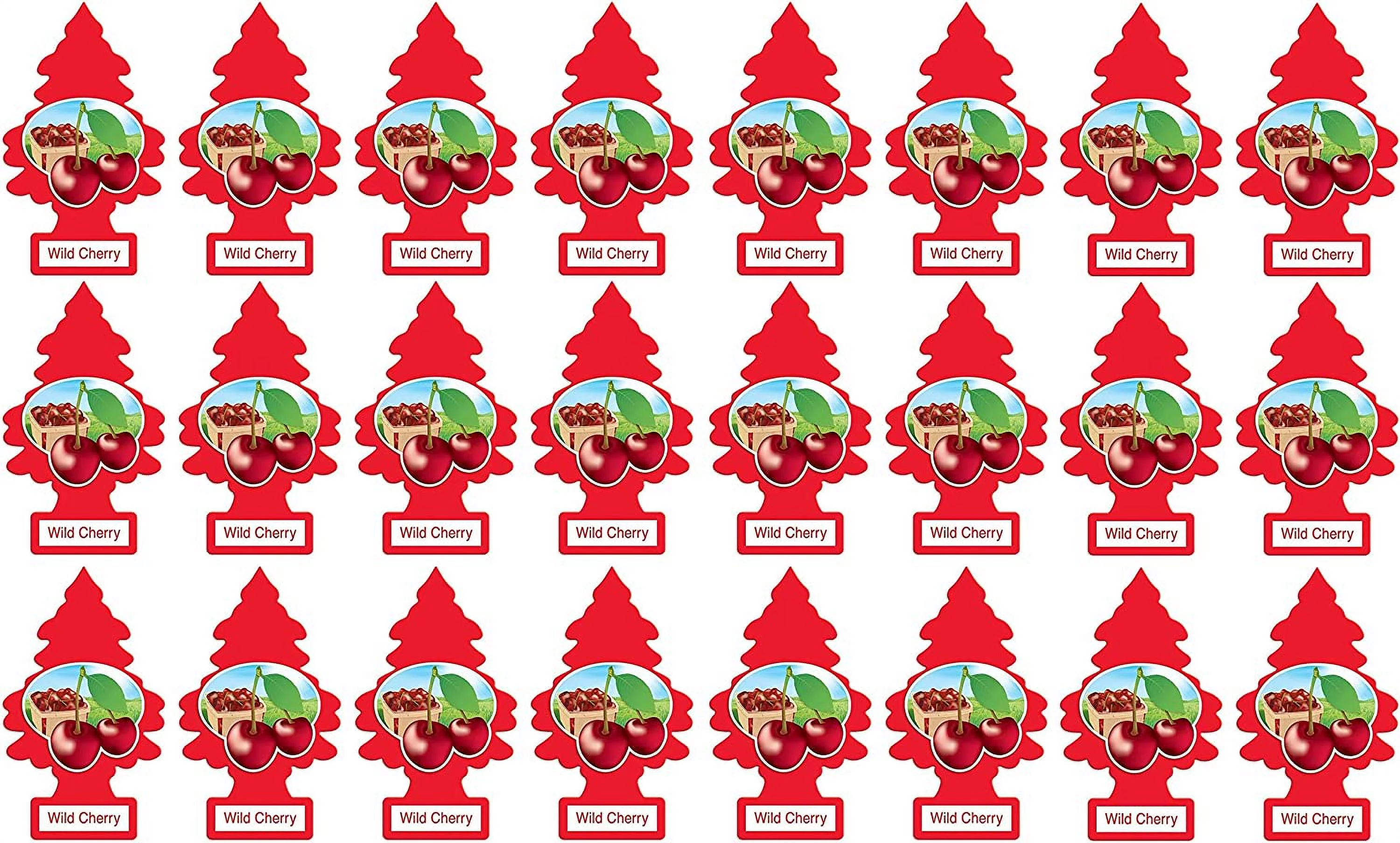 Little Trees Cardboard Hanging Car, Home & Office Air Freshener, Wild Cherry (Pack of 24)