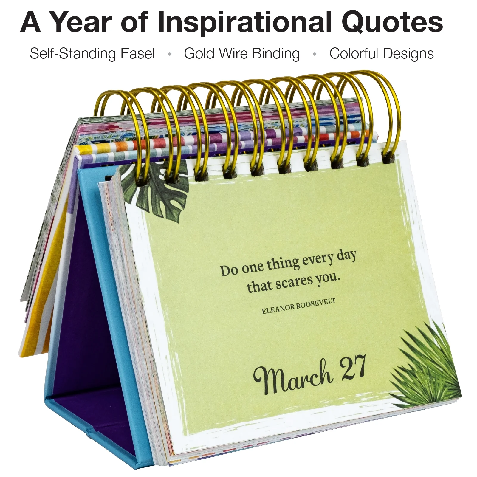 Excello Global Products Motivational & Inspirational Perpetual Daily Flip Calendar With Self-Standing Easel - GPP-0028