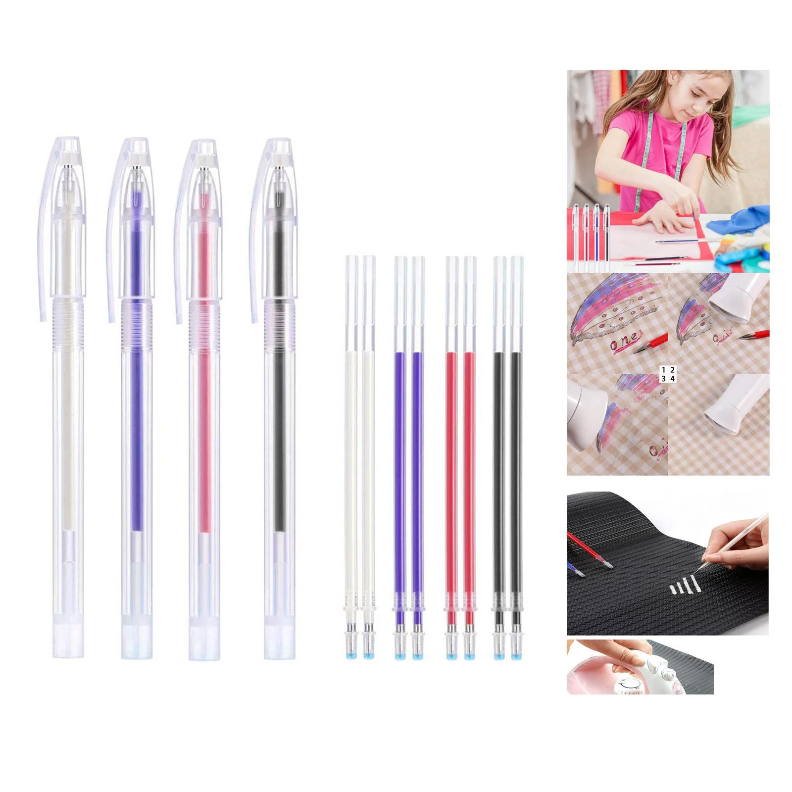 ink Disappearing Heat Erase Pen Refills Fabric Marking Dressmaking Craft Quilting Sewing Tools 4 colour 3Pcs