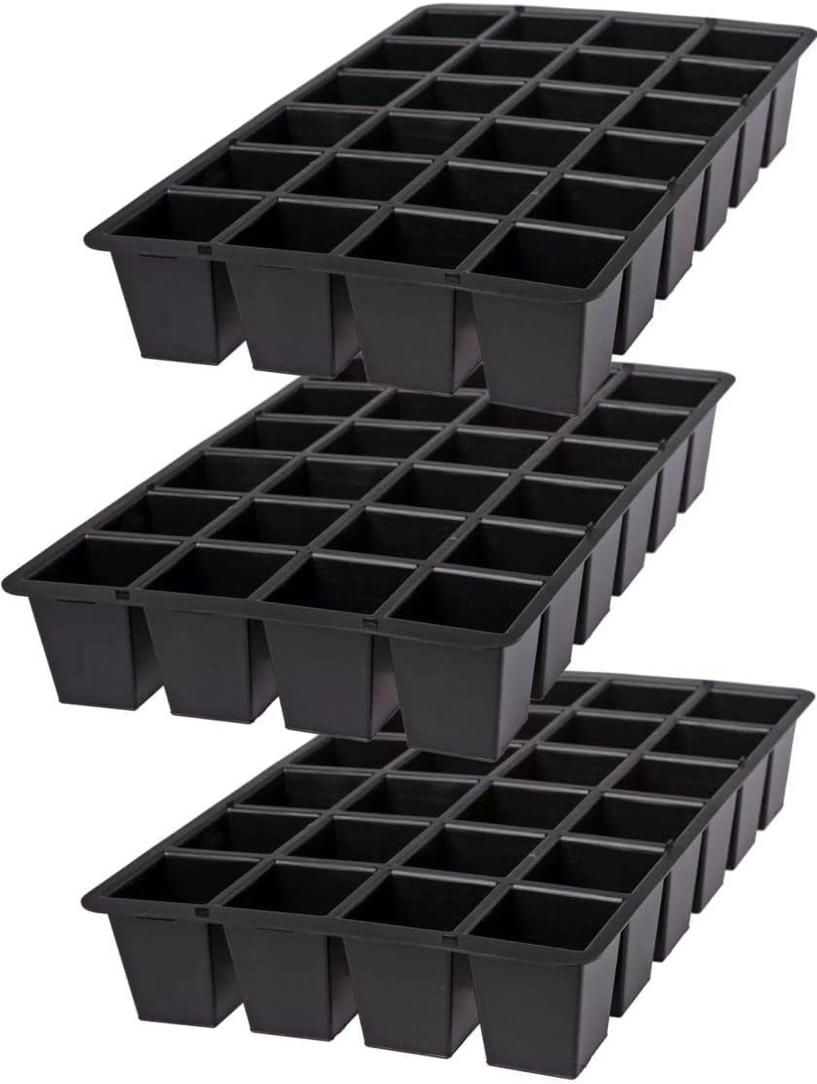 Growease 24-Cell Replacement Trays  Seed Starting Tray For Indoor Greenhouse Gardening  Made From 100% Recycled Plastic (Set Of 3)