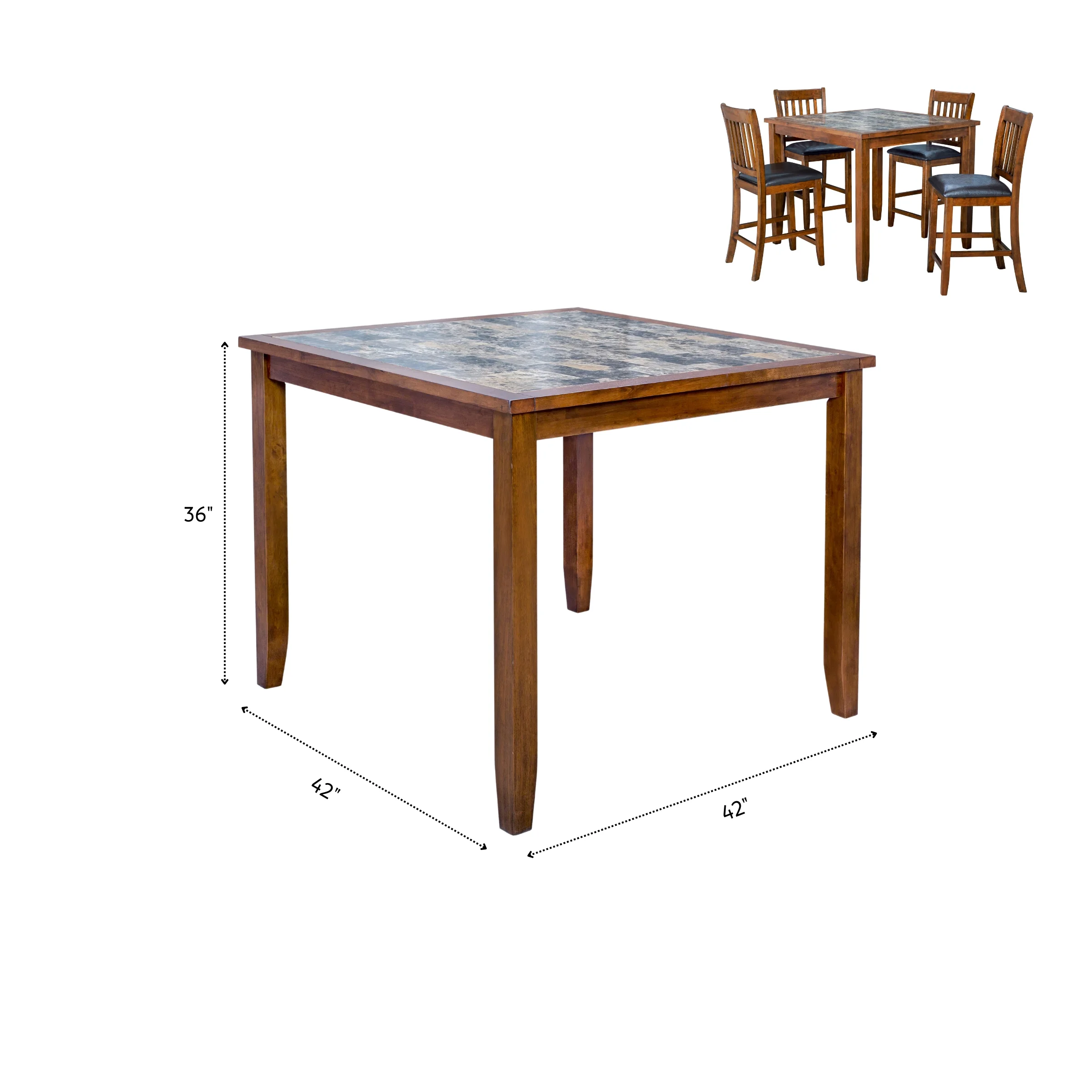 Primo International Kaelam 5-Piece Wood Counter Height Dining Set in Chocolate