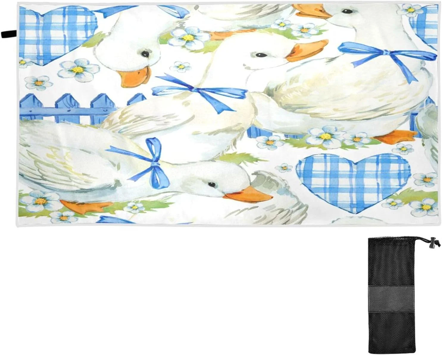 Hyjoy Beach Towels Watercolor Duck Flowers Camping Towels Sand Free Beach Towel 30x60 Inch Large Beach Towels Quick Dry Bath Travel Towels Pool Yoga Beach Mat for Men Women