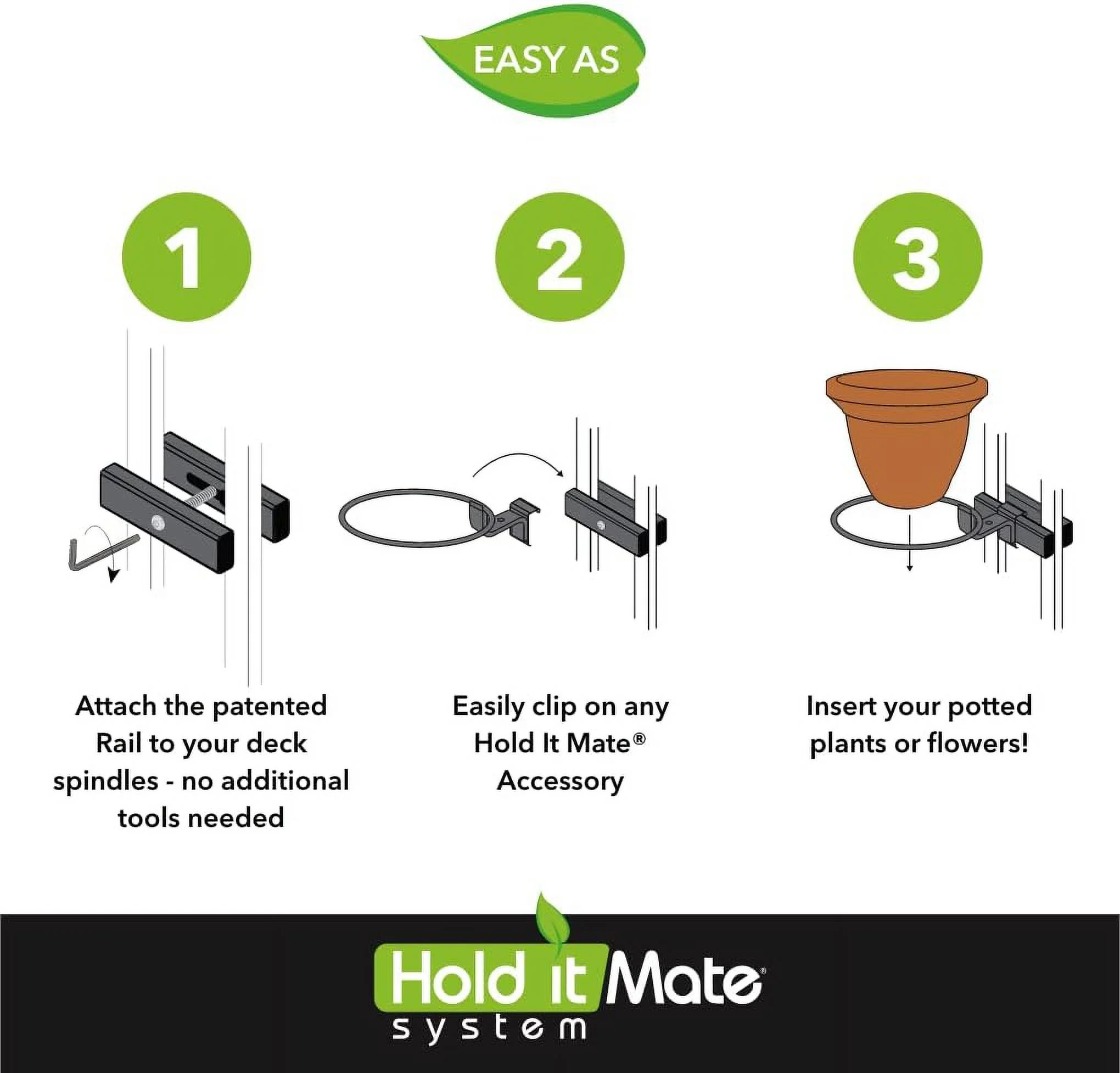 Deck Railing Plant Container Holder/Bracket Kit For Round Planters (10