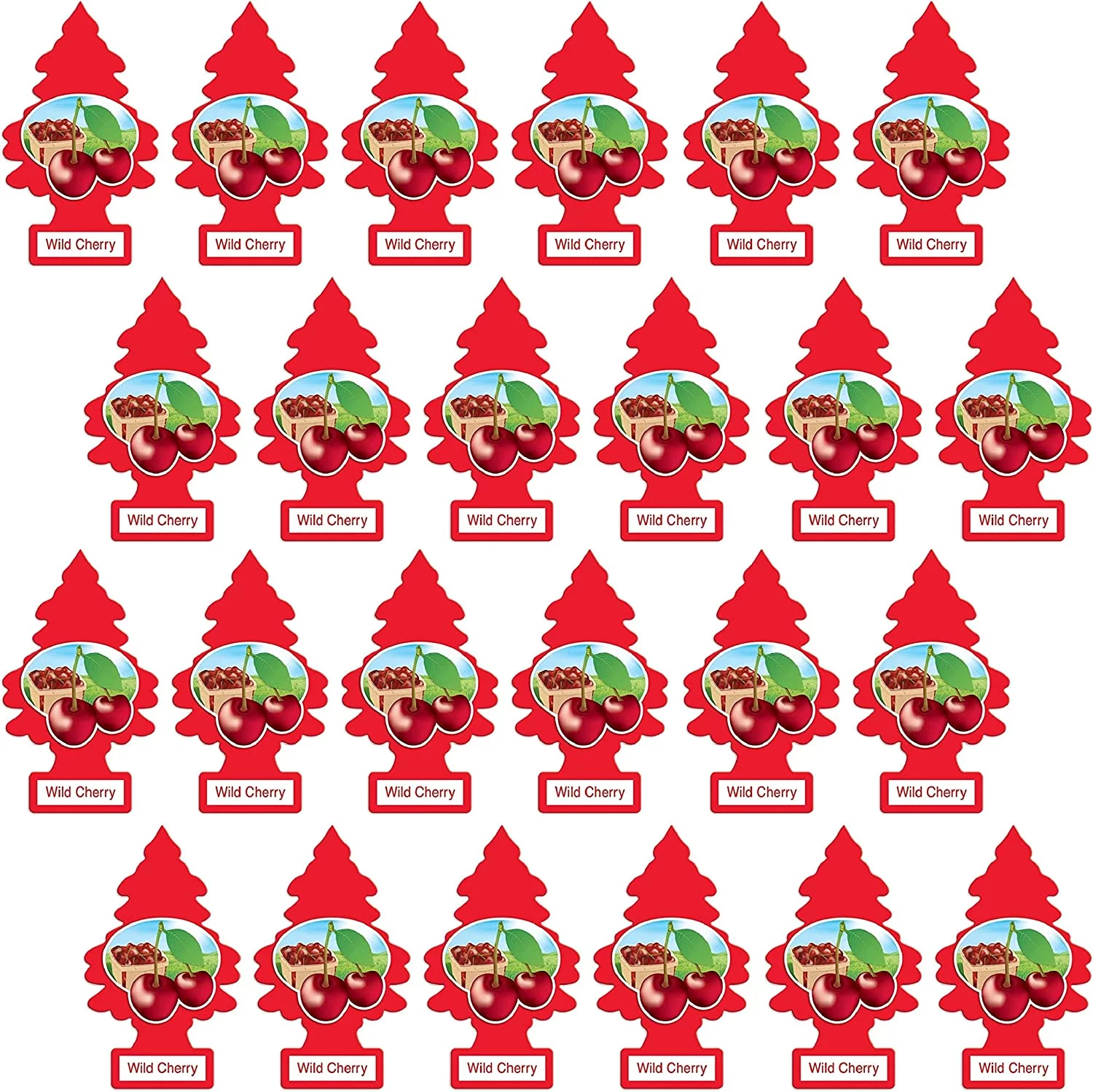 Little Trees Cardboard Hanging Car, Home & Office Air Freshener, Wild Cherry (Pack of 24)