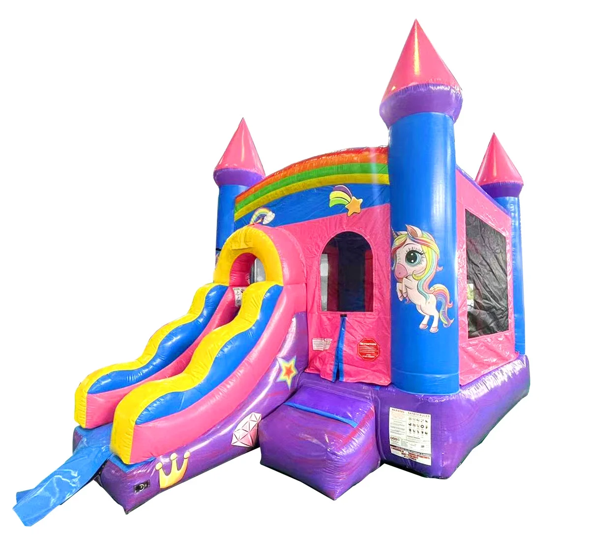 Pogo Bounce House Crossover Bounce House with Slide, Deluxe Pink, No Blower