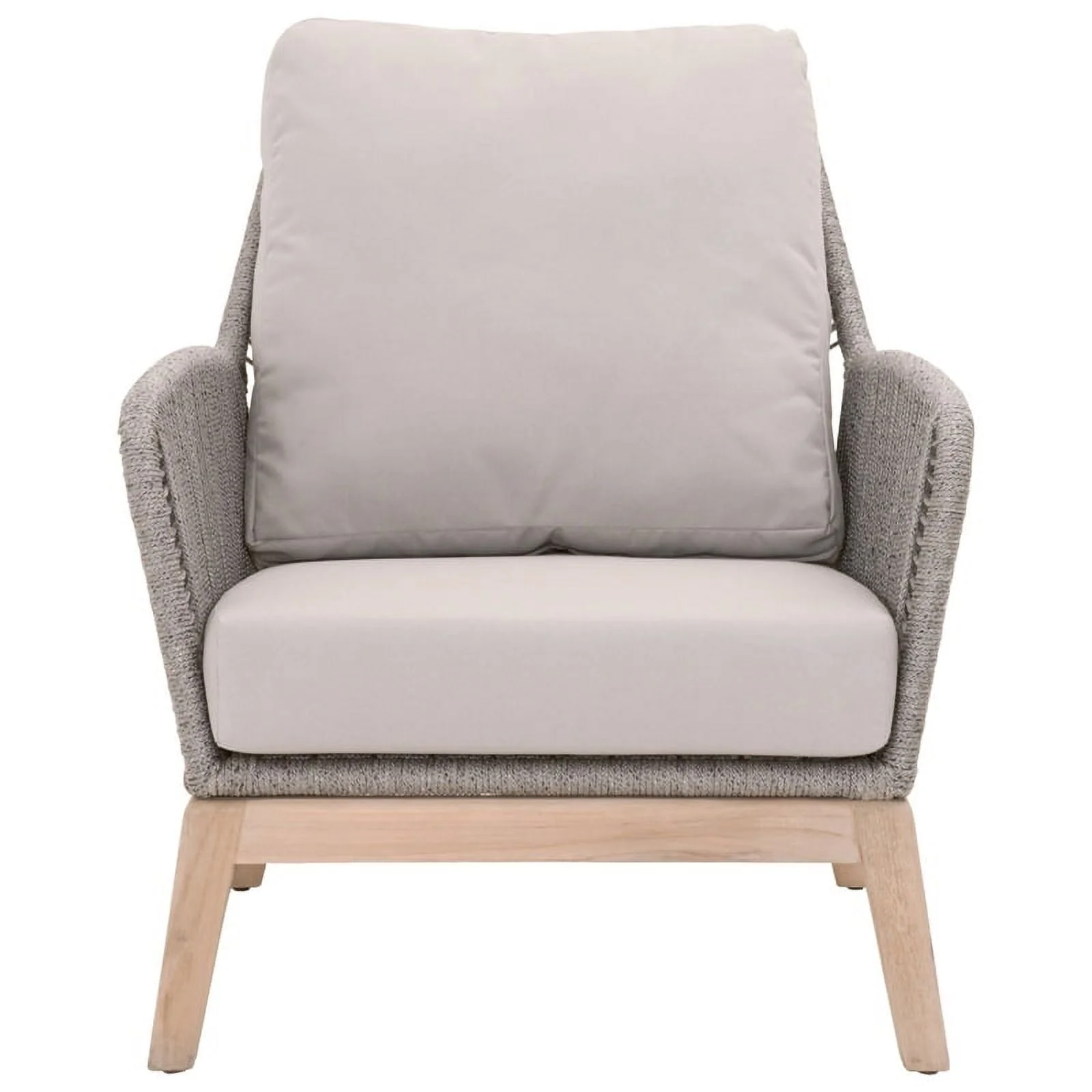 Intricate Rope Weave Club Chair with Removable Cushions Gray and Brown