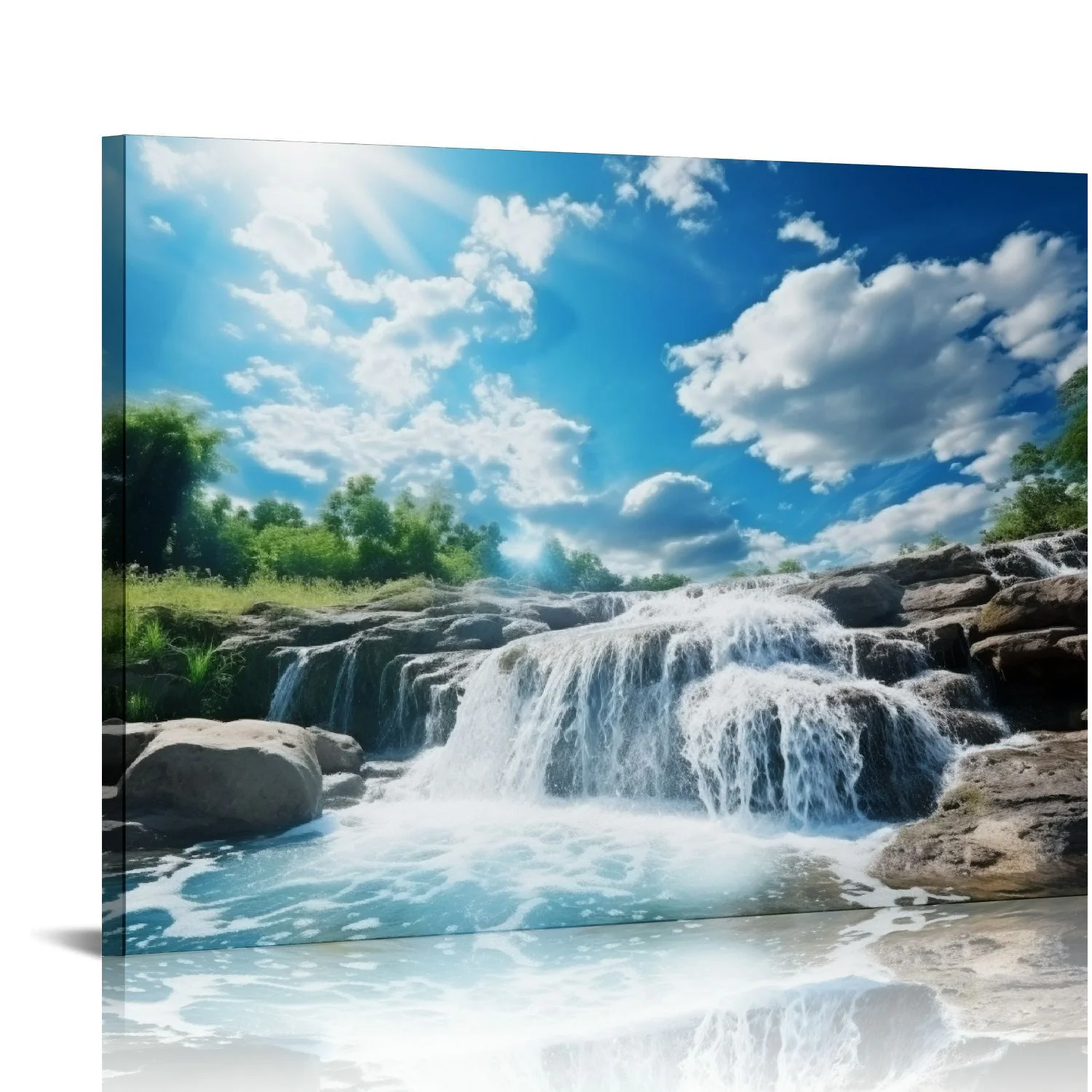 Nawypu  – Canvas Print – Canvas Art Print Wall Art – Print on Canvas – Wall Decor Picture Stretched on Wooden Frame – Iceland Skogafoss Waterfalls Collection