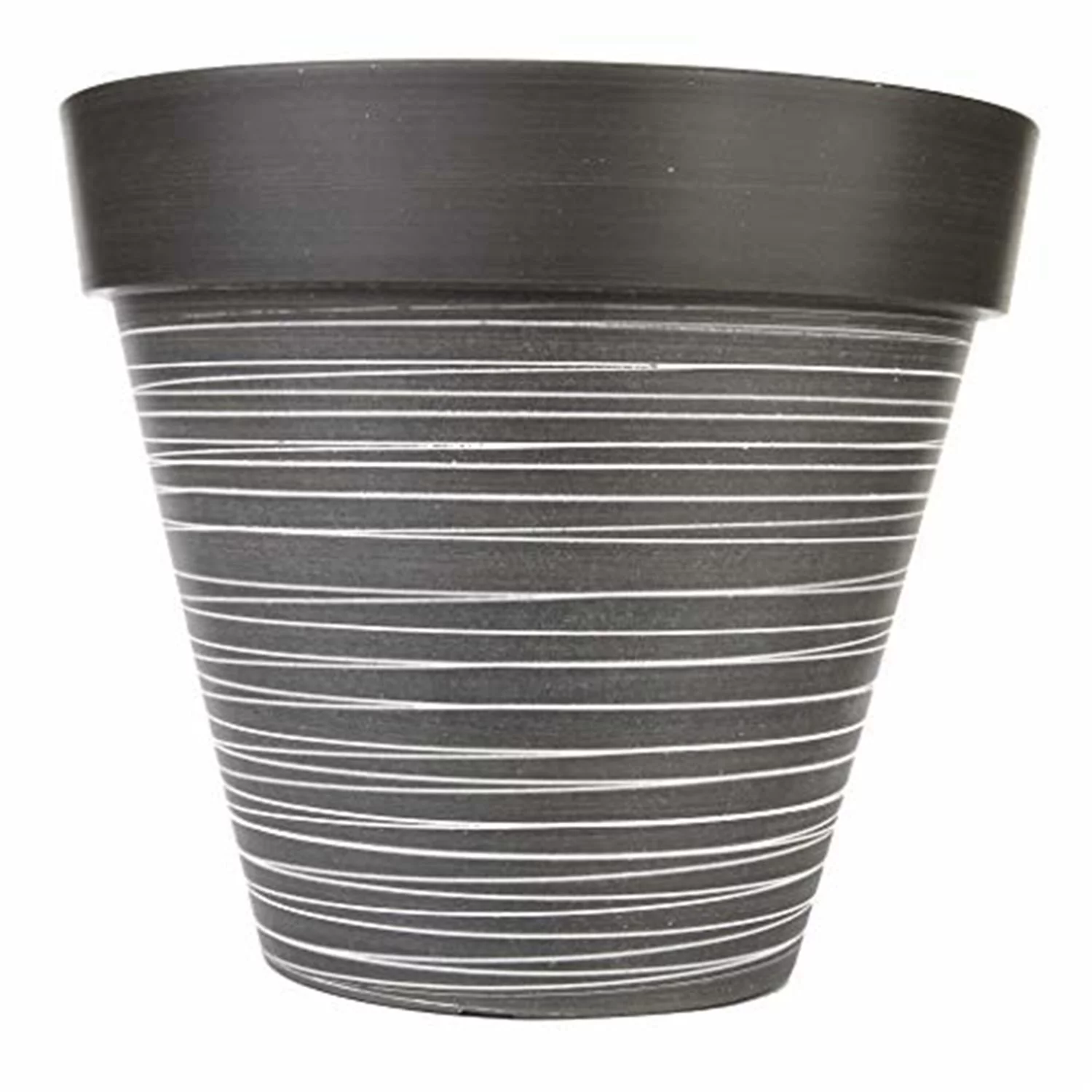 Gardener's Select Wide Rim Plastic Planter, Light Grey with White Lines, 14