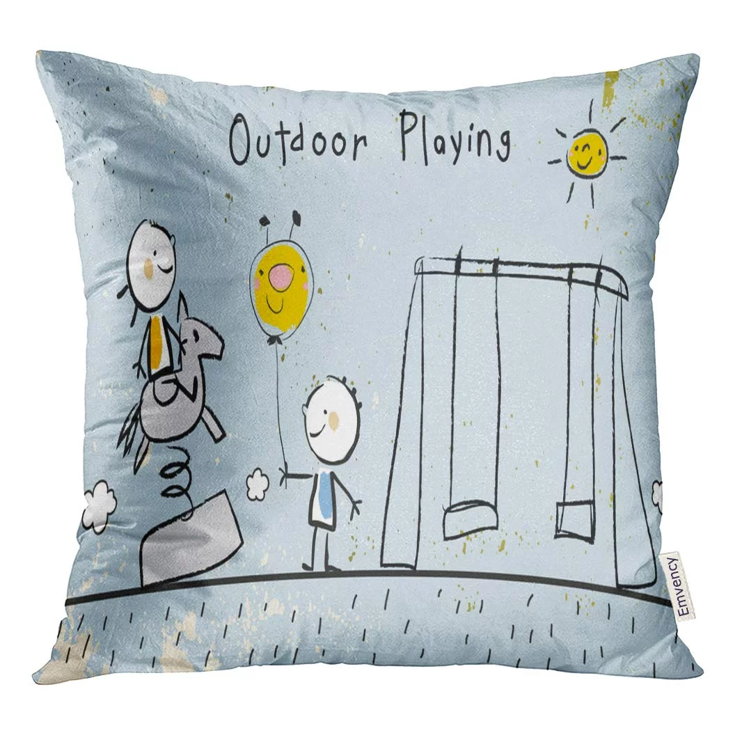 STOAG Children Group of Kids Playing Together Outdoors in Park Throw Pillowcase Cushion Case Cover 18x18 inch