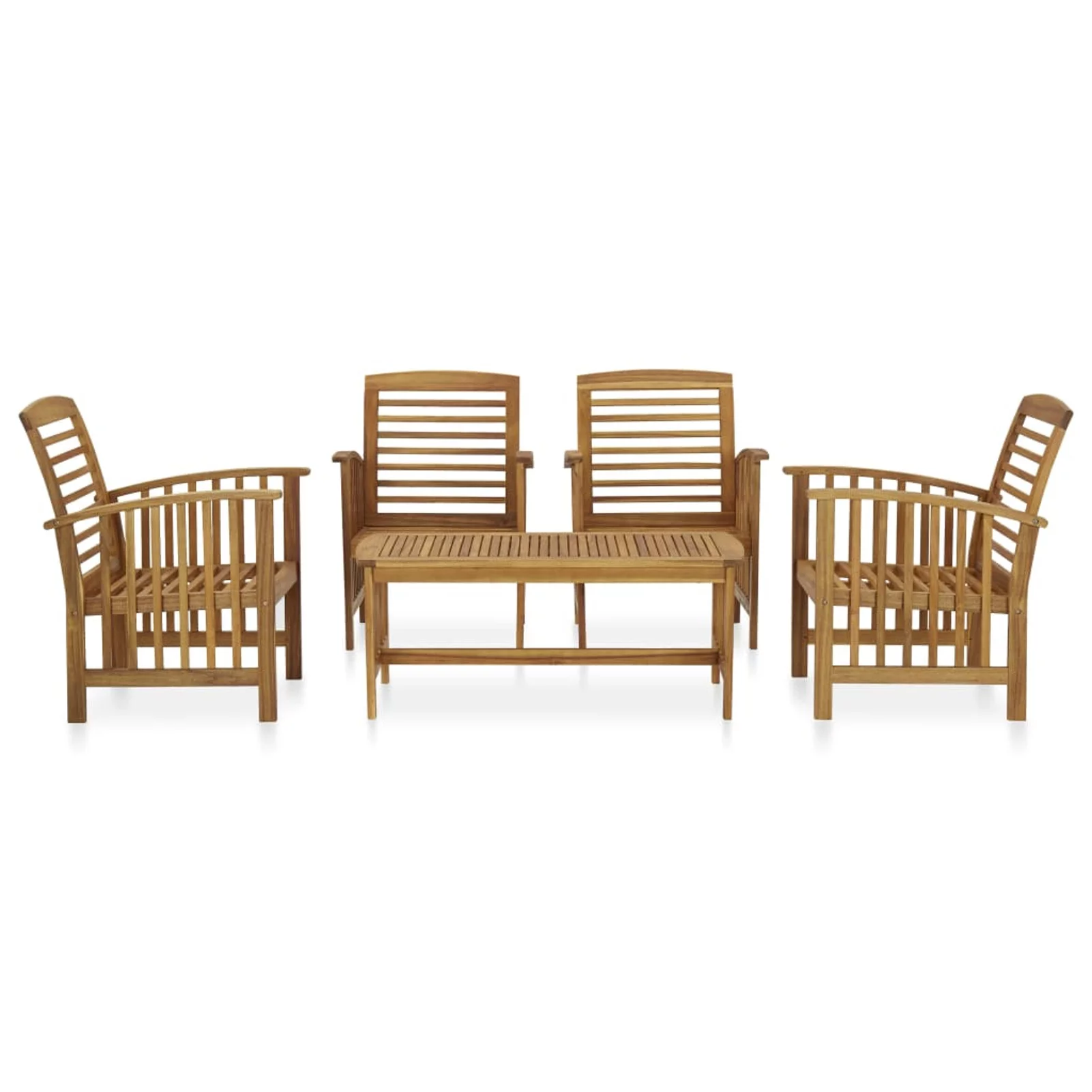 Anself 5 Piece Garden Conversation Set 4 Garden Chairs with Coffee Table Acacia Wood Sectional  Furniture Set for Patio, Backyard, Patio, Balcony