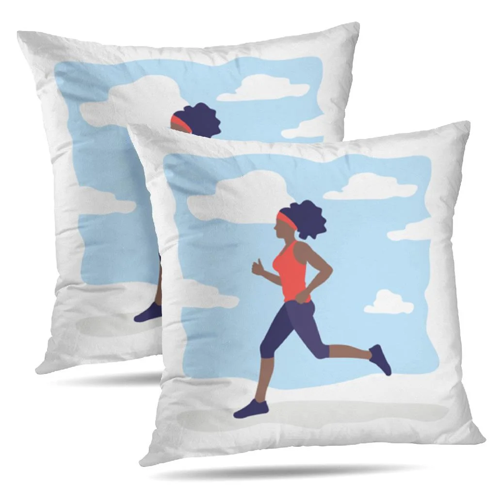 LALILO Throw Pillow Covers Woman Running Girl Jogging African Afro Cushion Cover 18