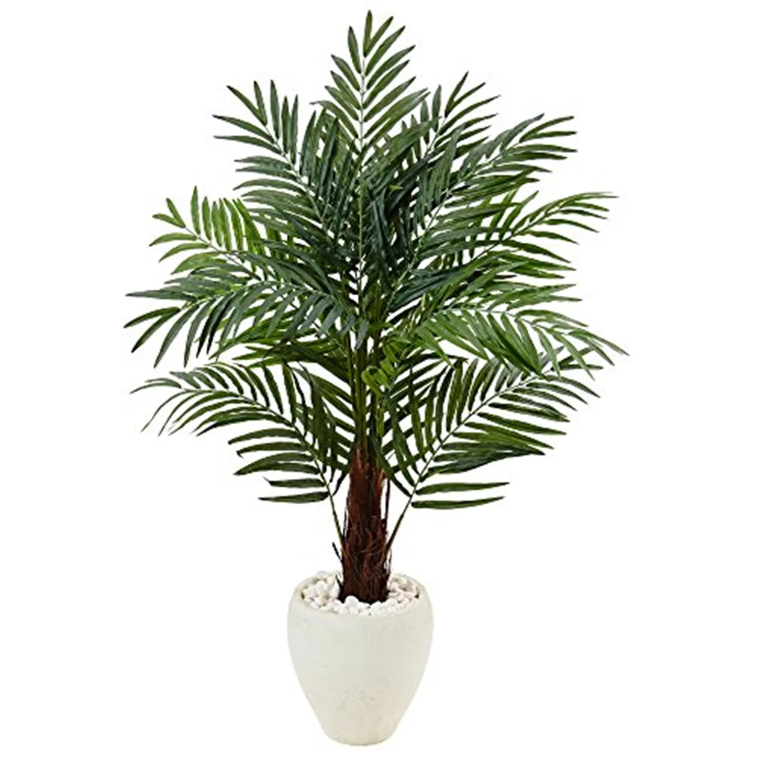 Nearly Natural 4.5' Areca Palm Artificial Tree in White Oval Planter