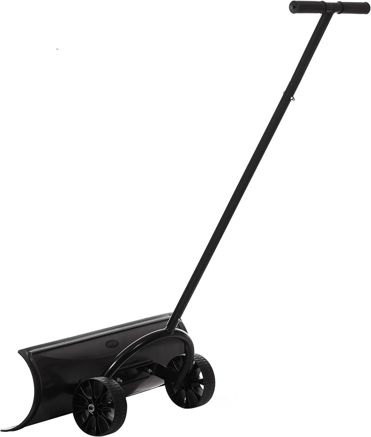 Black Heavy Duty Snow Shovel Rolling Pusher Remover With Wheels And Wide Blades, (QI004186)