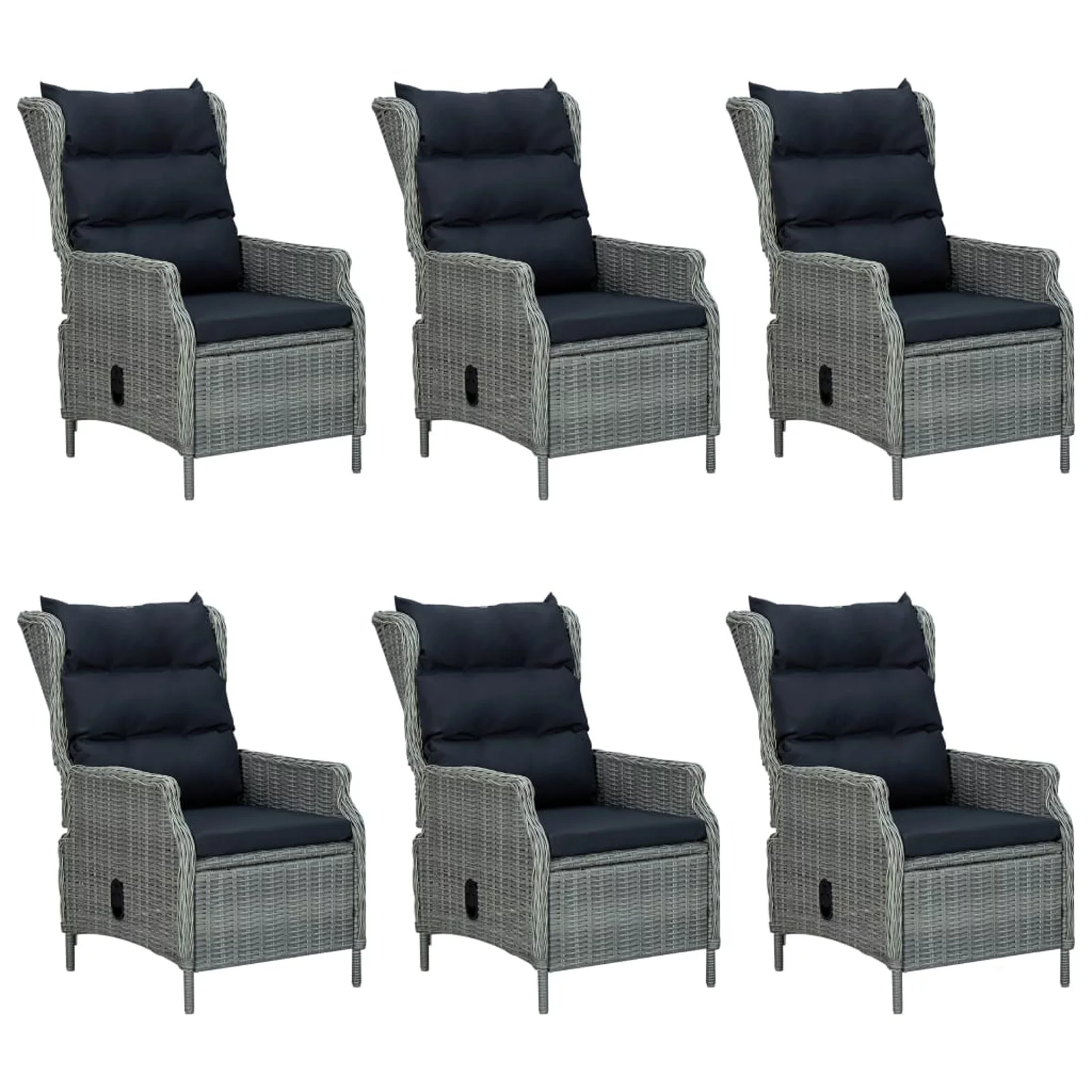 Suzicca 7 Piece Patio Dining Set with Cushions Poly Rattan Gray