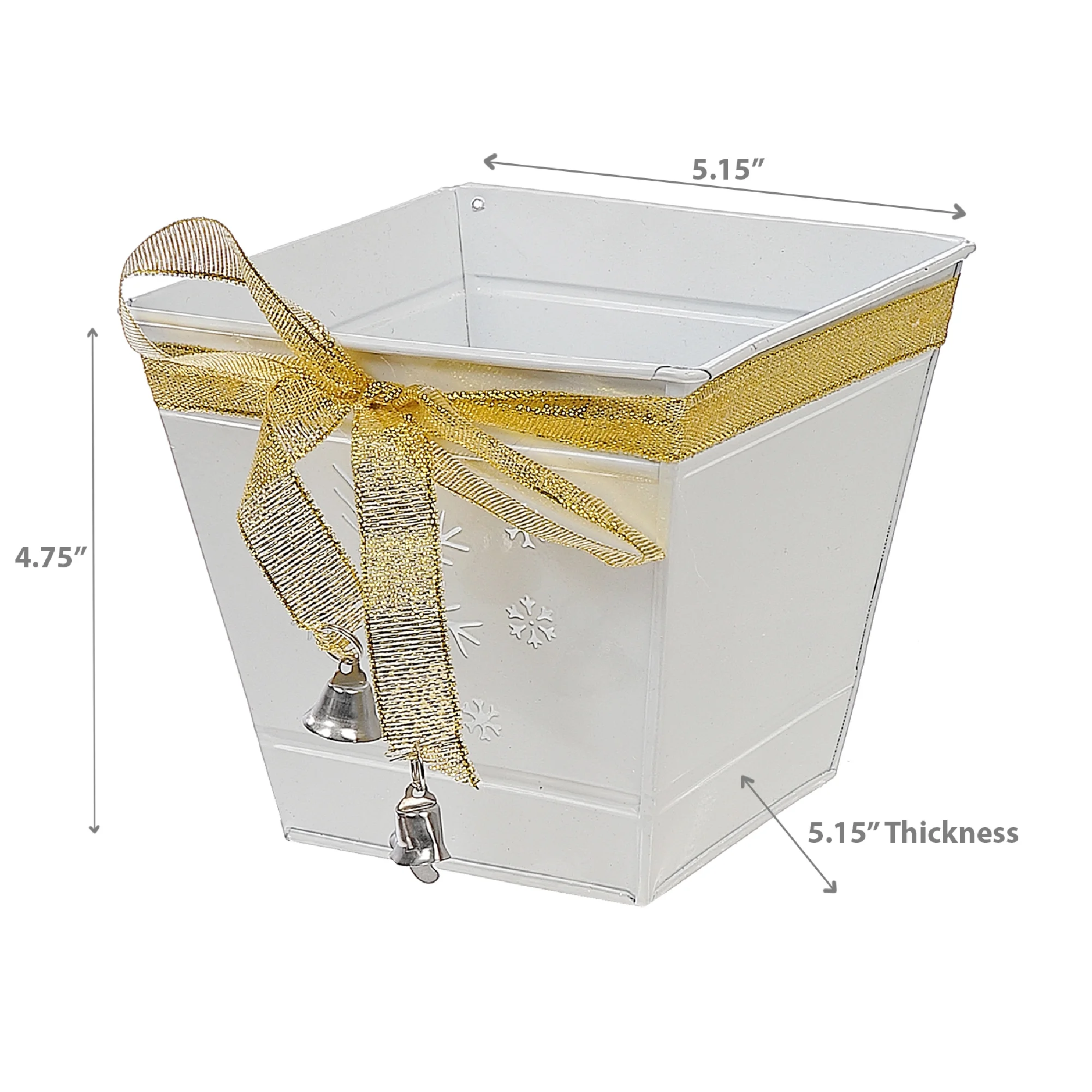 Maison Concepts Christmas White Snowflake Metal Planter Square (5.15L X 5.15W X 4.75H)