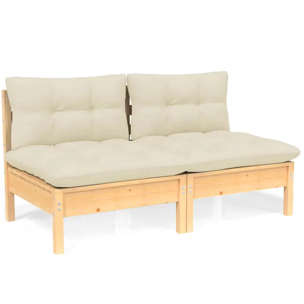 Aibecy 2-Seater Patio Sofa with Cushions Solid Pinewood