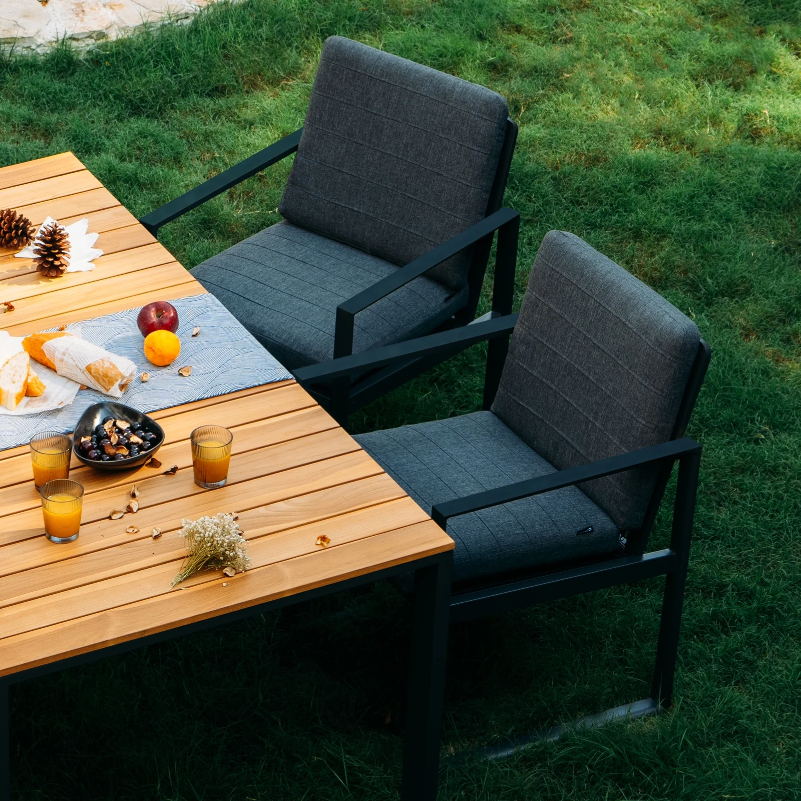 Patio Dining Chairs Set of 6 Outdoor Dining Chair with Armrests and Cushions Aluminum Chairs,Gray