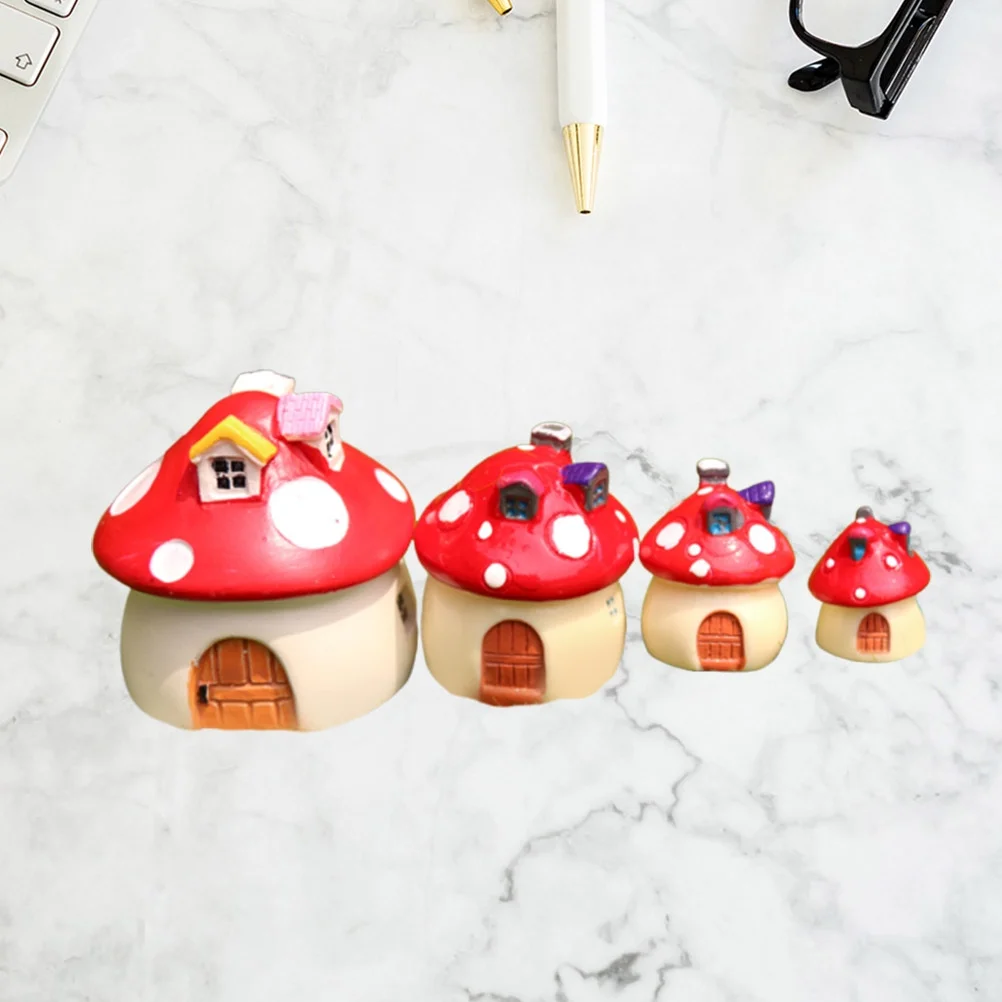 NUOLUX Mushroom Decor Miniature House Statue Garden Landscape Micro Mini Figurines Ornament Figure Bonsai Mushrooms