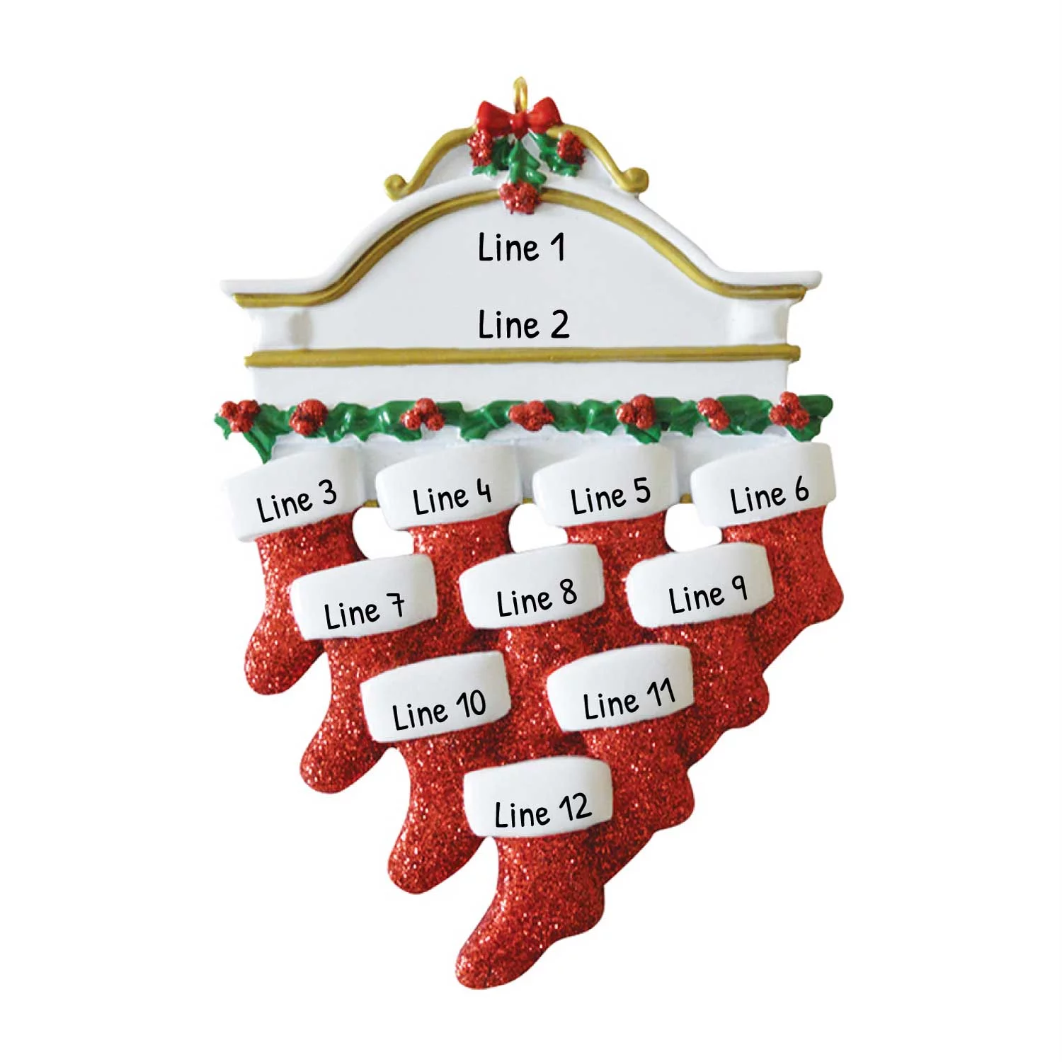 Ornaments by Elves Personalized Family of 10 Christmas Stockings by the Fireplace Xmas Ornament 2024