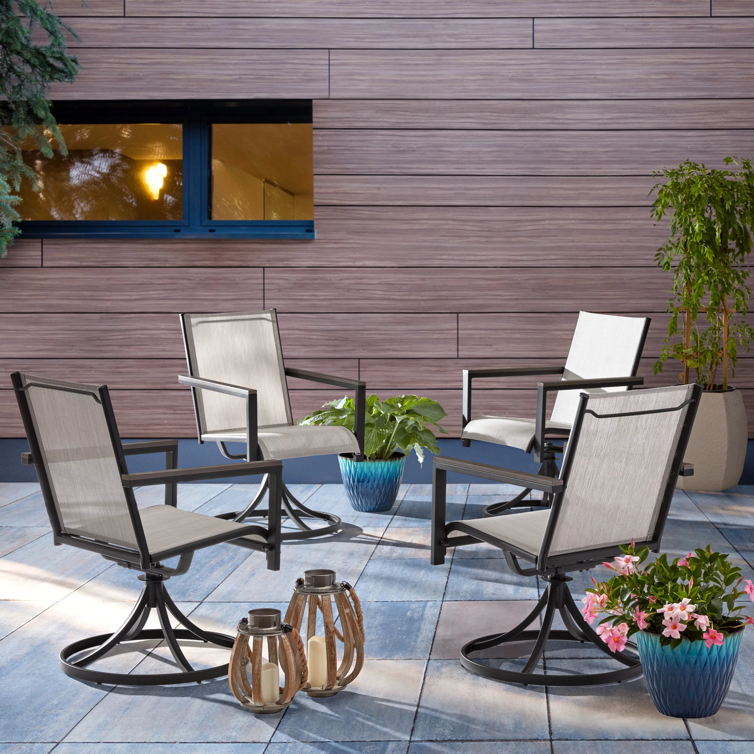 Grand Leisure Hans Outdoor Dining Chair - Steel - Set of 4 - Gray