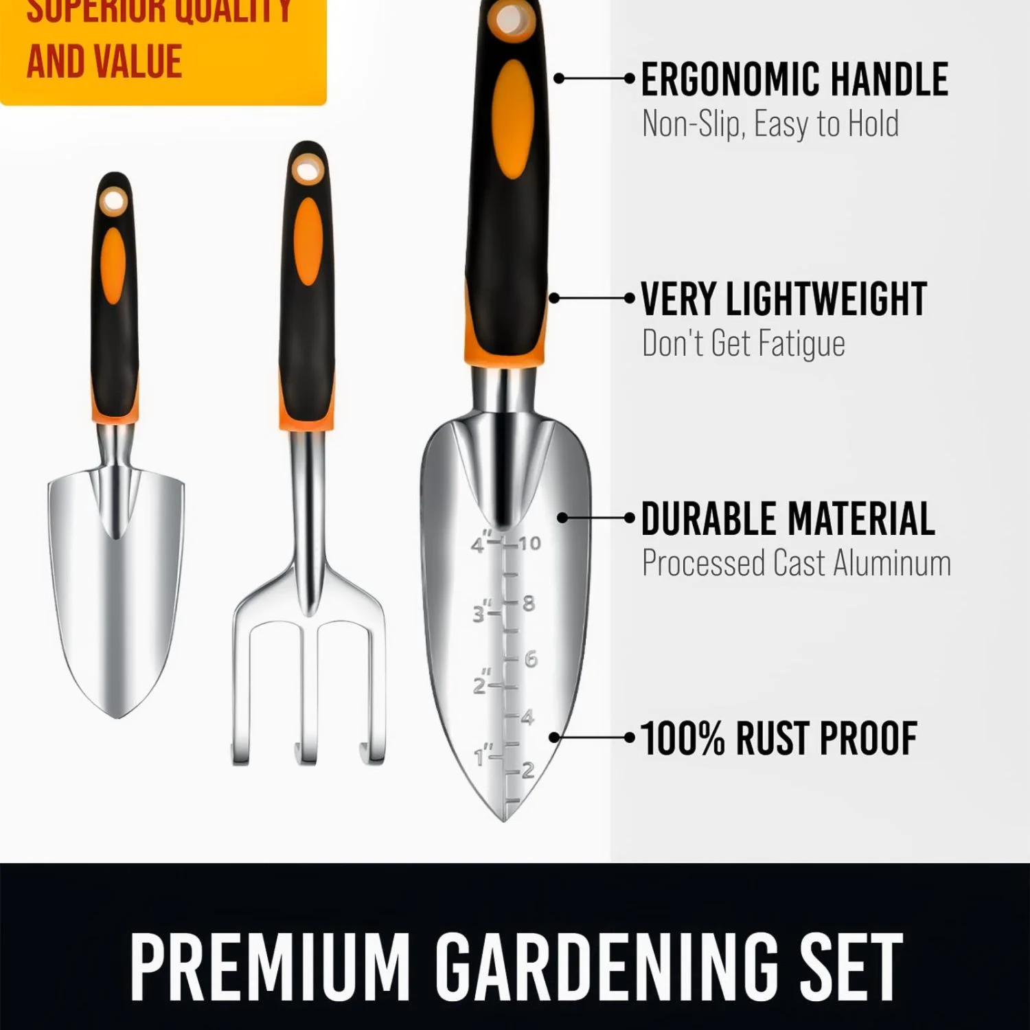 YLtoohoom Essential Garden Tool Set - Heavy Duty  Non-Slip Grip  Ergonomic Gardening  Tools Kit Includes Transplanter  Trowel  Rake  Bag  and Gloves