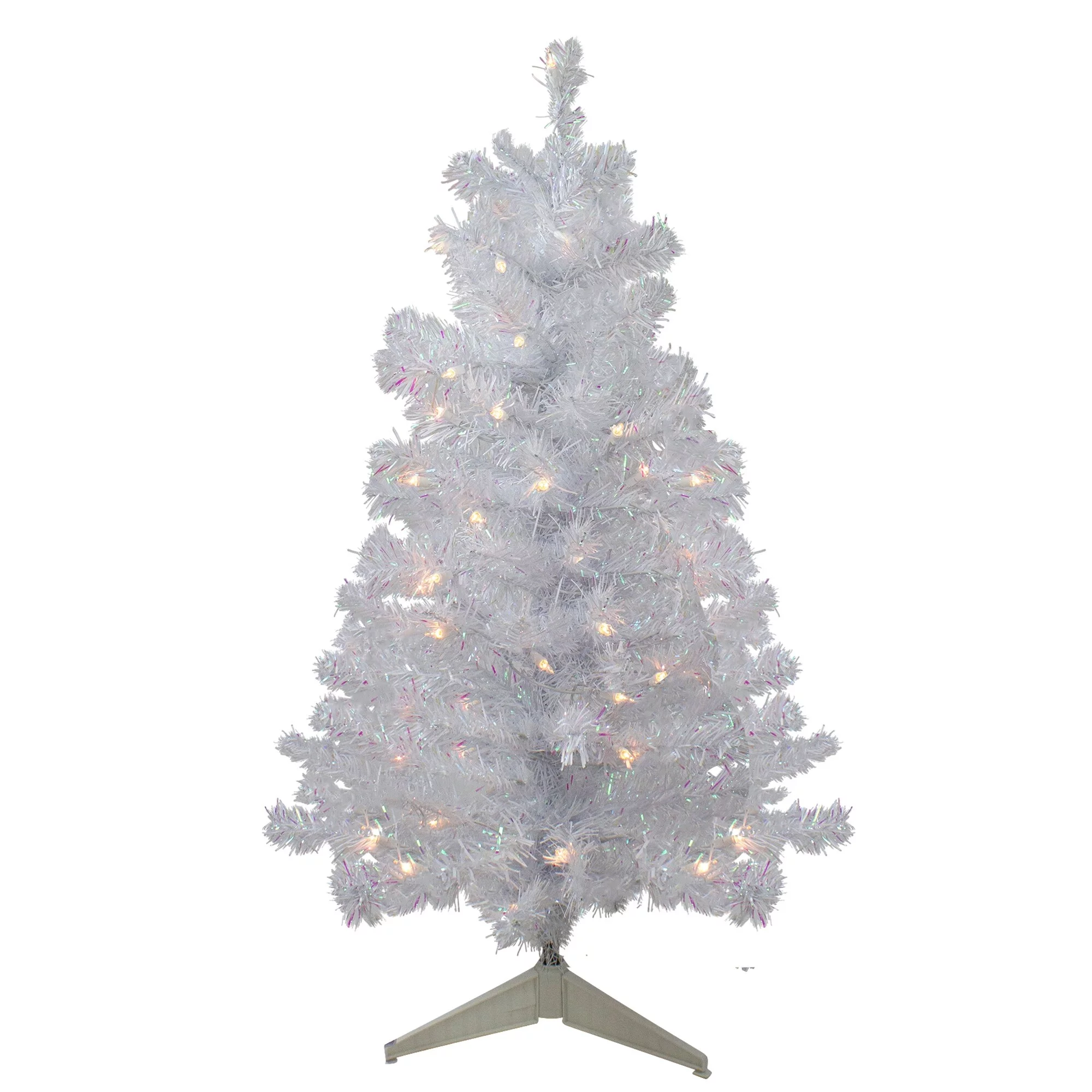 3' Pre-lit White Iridescent Pine Artificial Christmas Tree Multi
